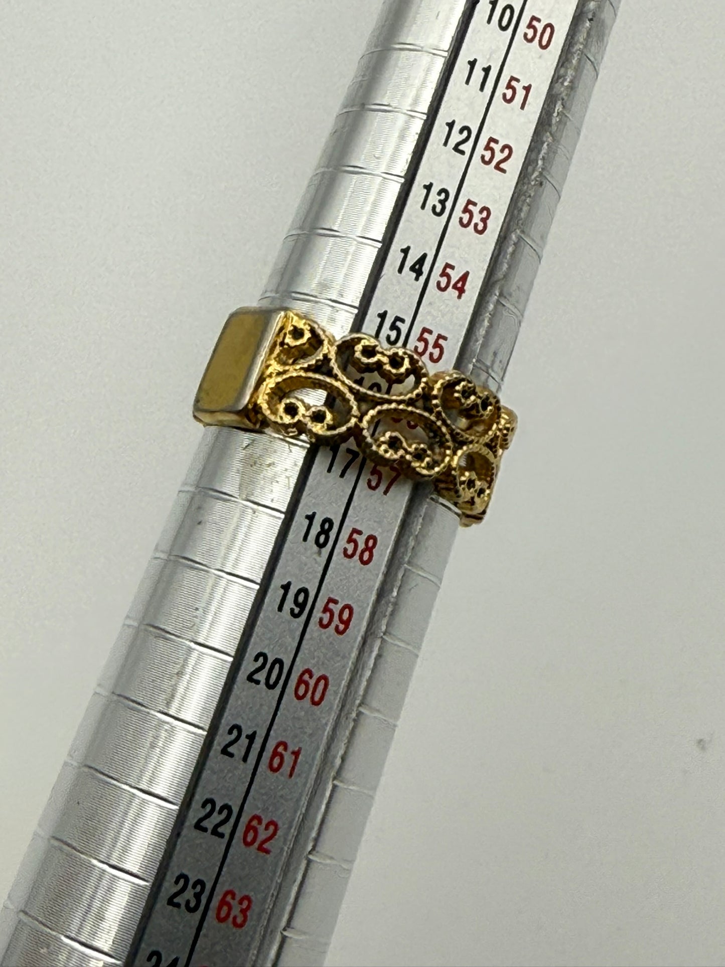 Vintage Gilded Filigree Band Ring 7.5