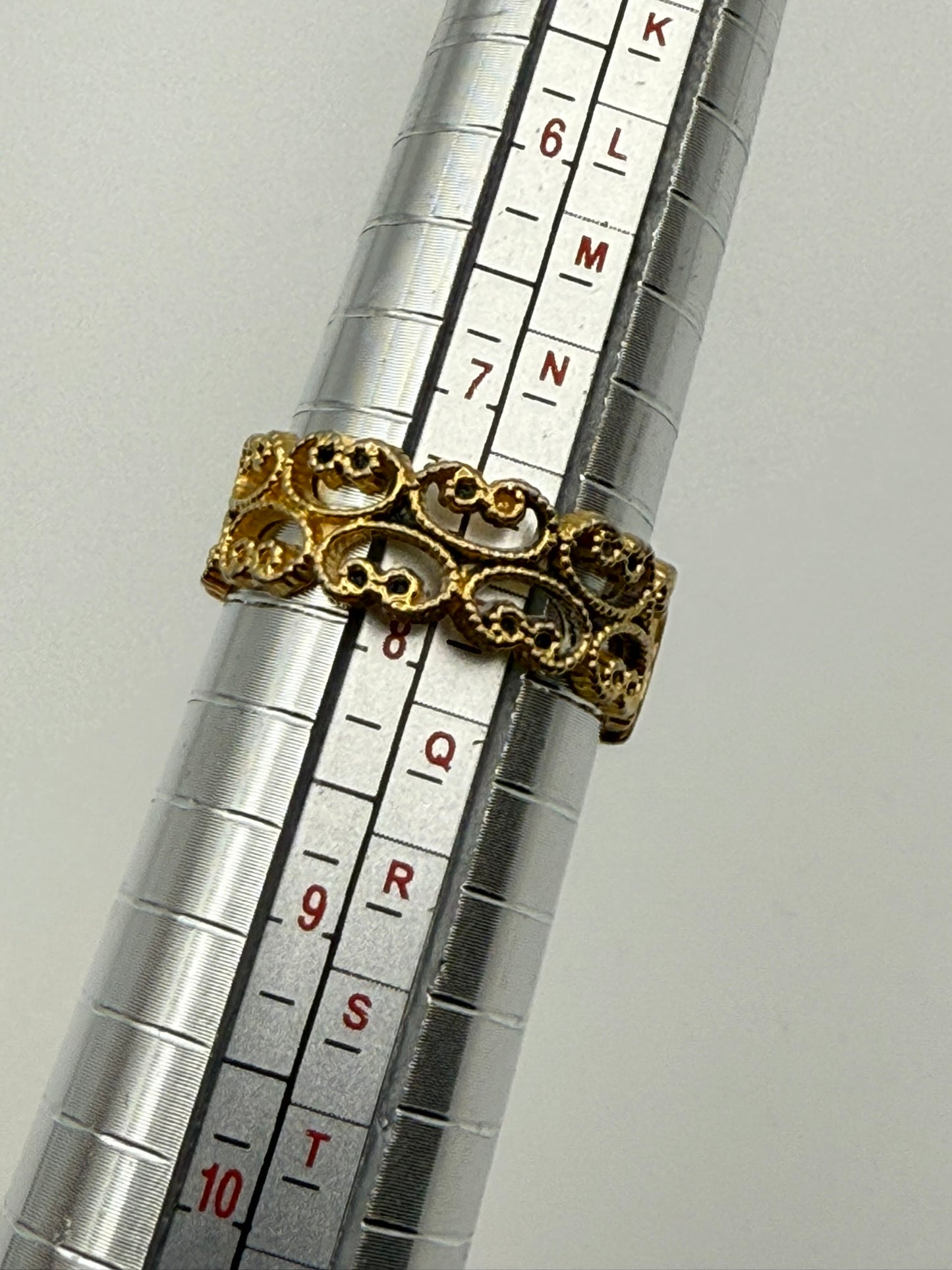 Vintage Gilded Filigree Band Ring 7.5