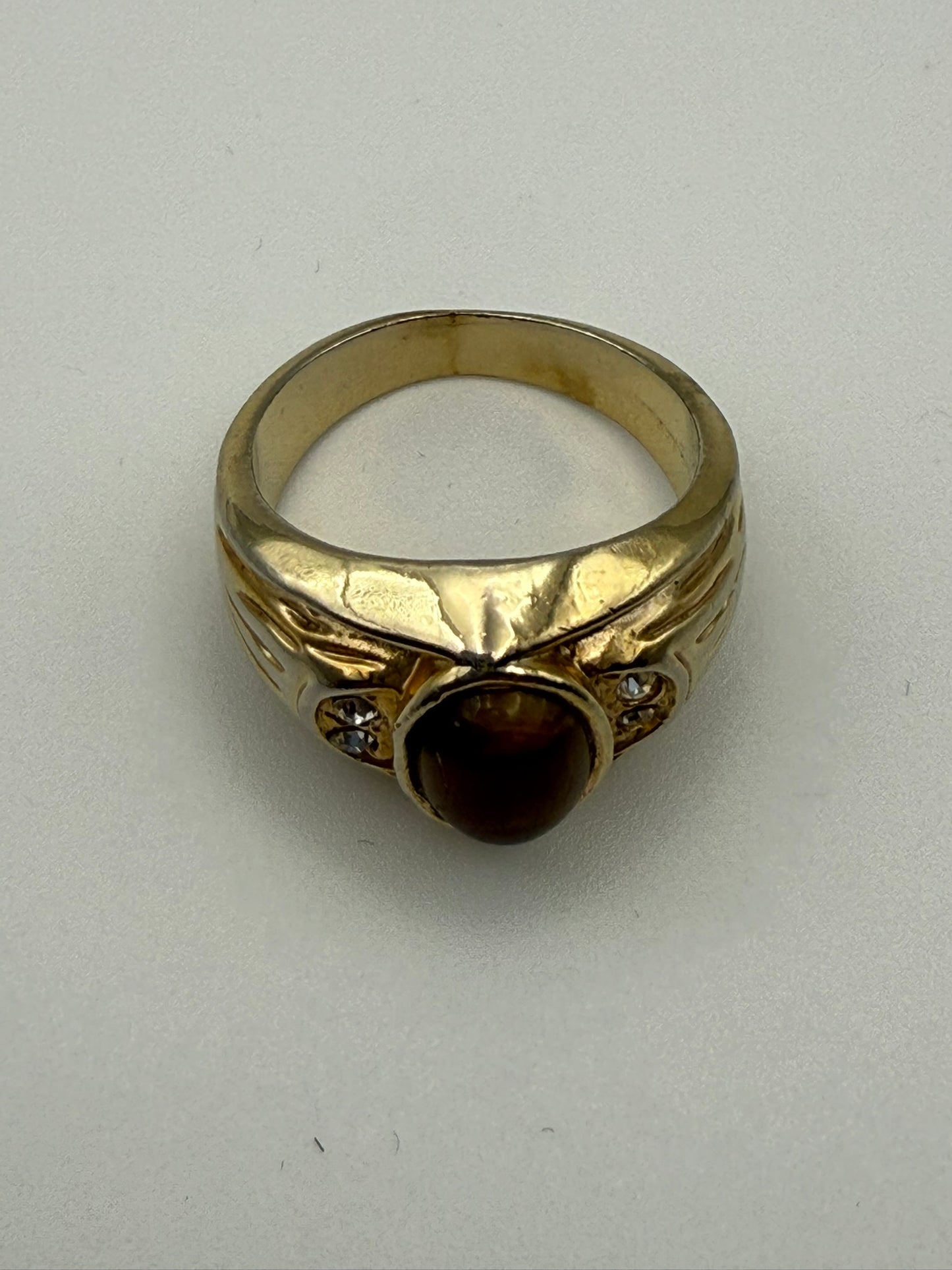 Vintage Golden Tiger’s Eye Statement Ring 9.5