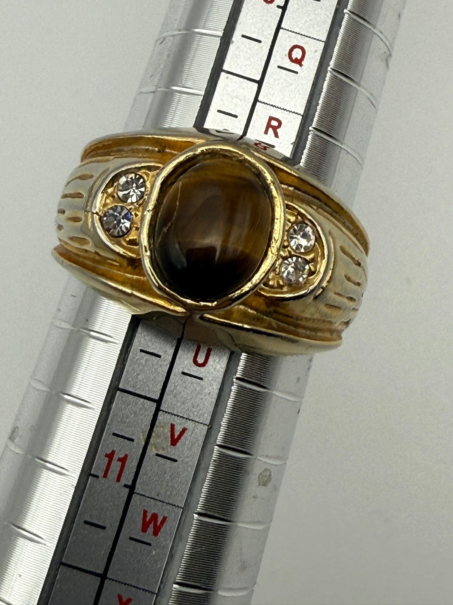 Vintage Golden Tiger’s Eye Statement Ring 9.5