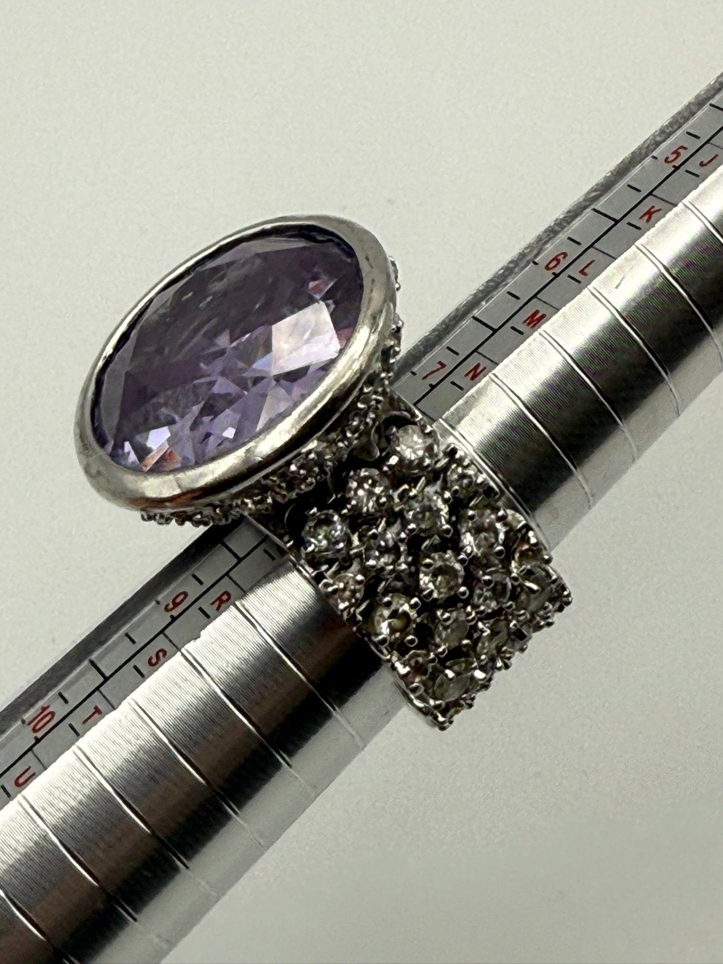 Vintage Lavender Crystal Cluster Ring 7.5