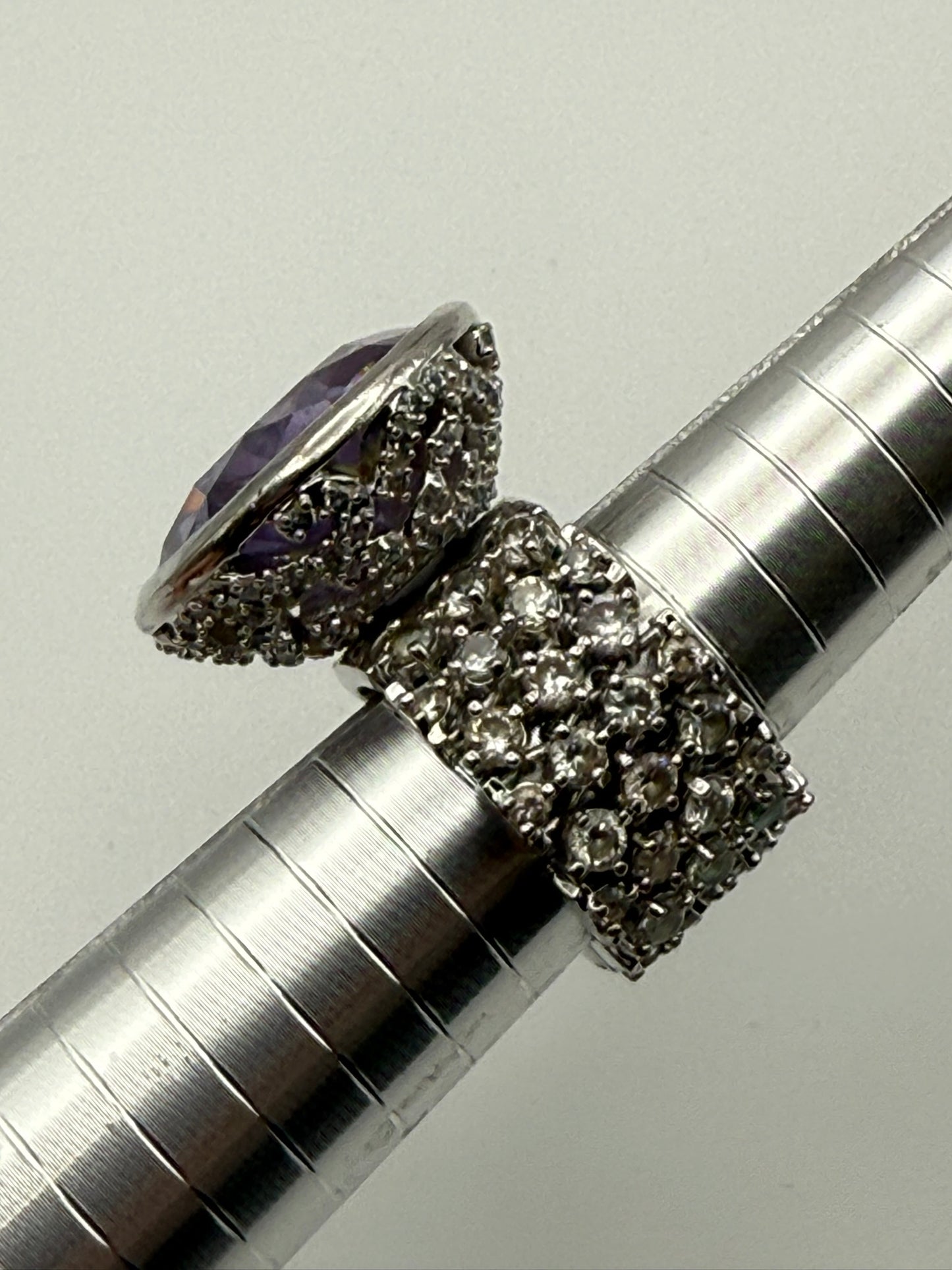 Vintage Lavender Crystal Cluster Ring 7.5