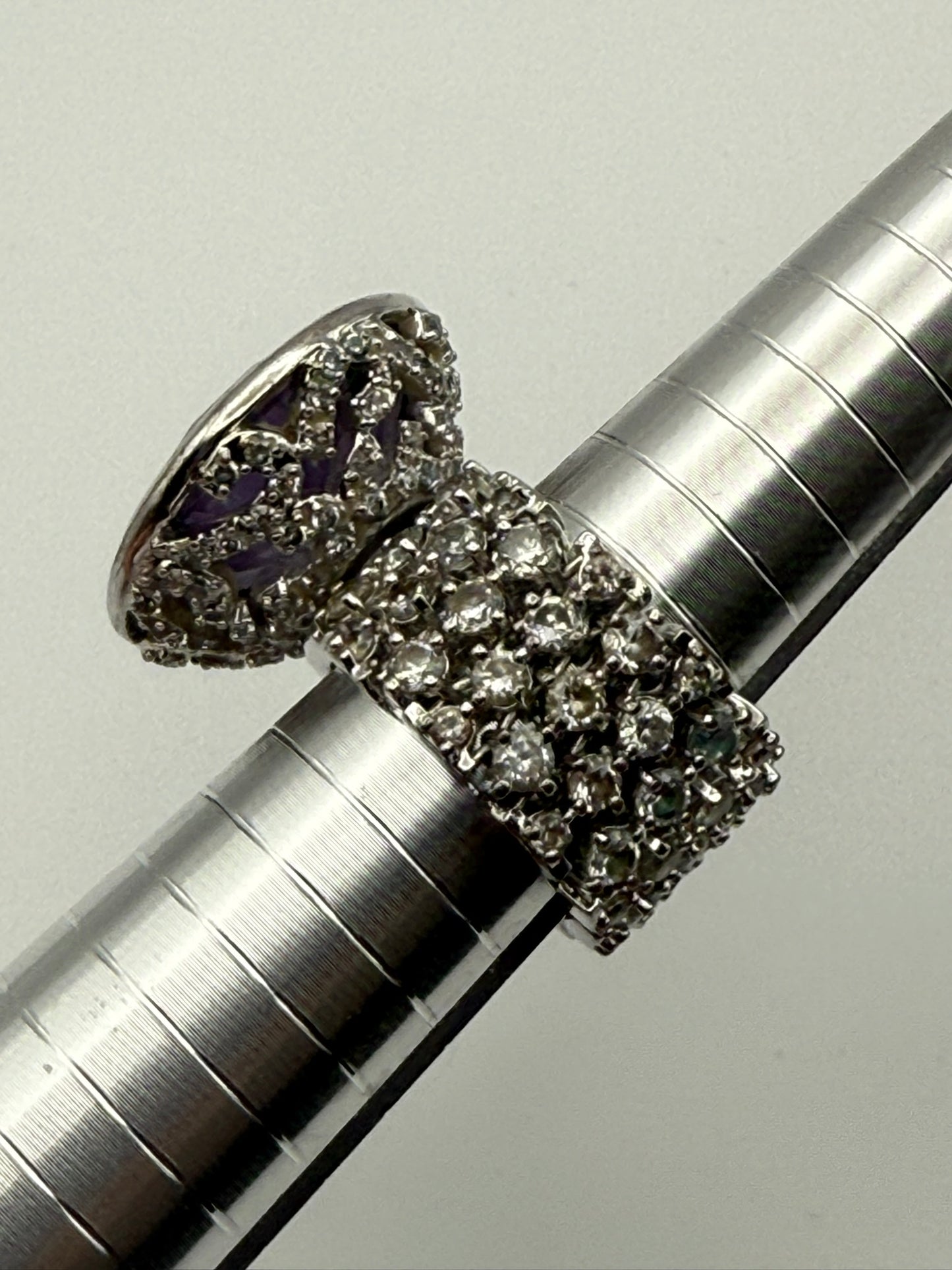 Vintage Lavender Crystal Cluster Ring 7.5