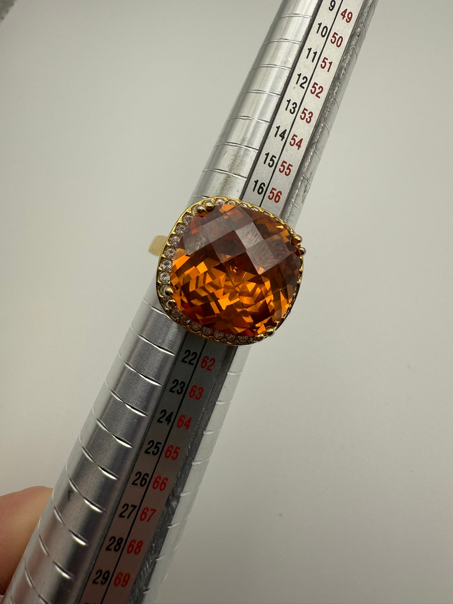 Vintage Amber Halo Crystal Ring 9