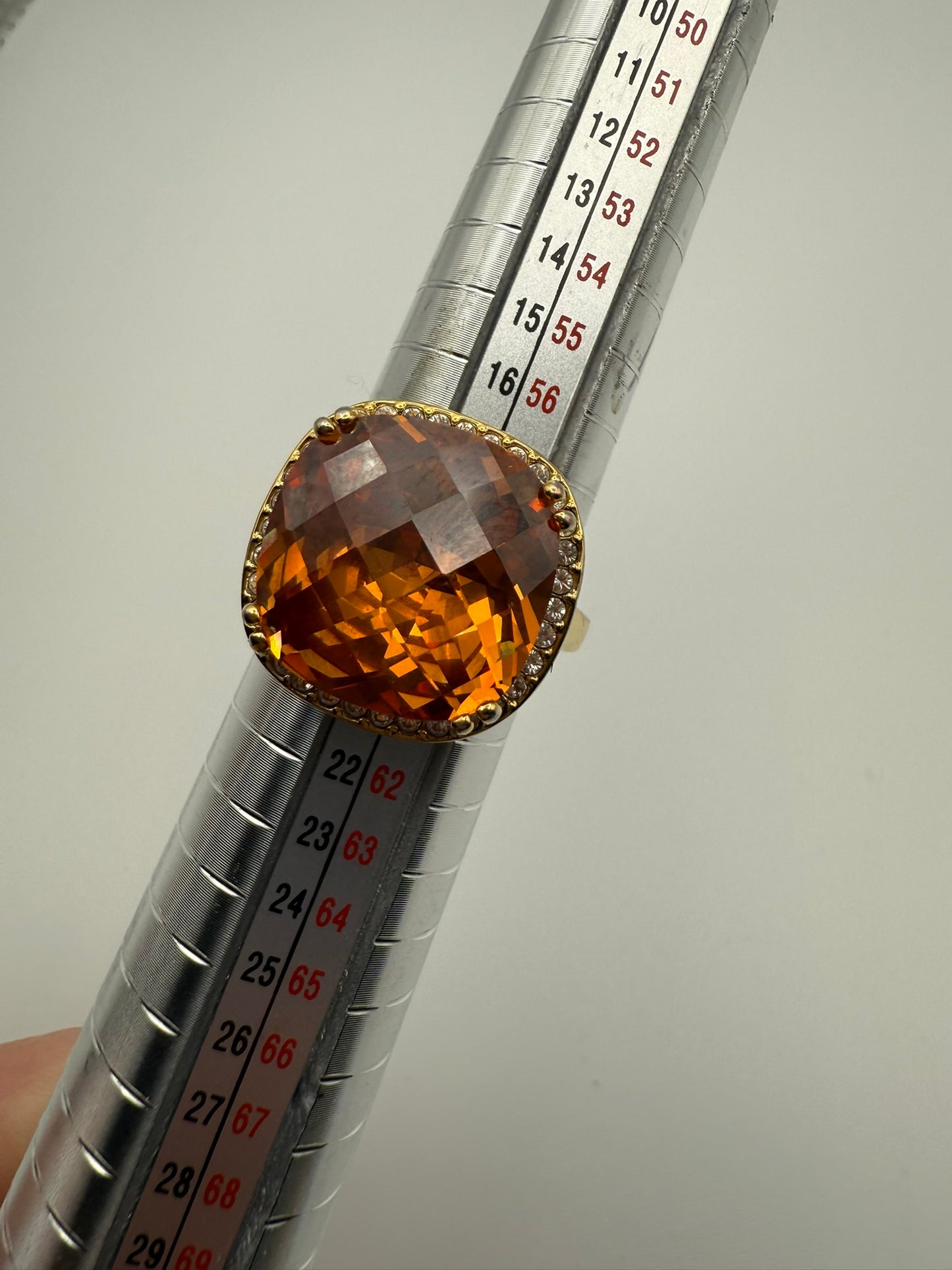 Vintage Amber Halo Crystal Ring 9