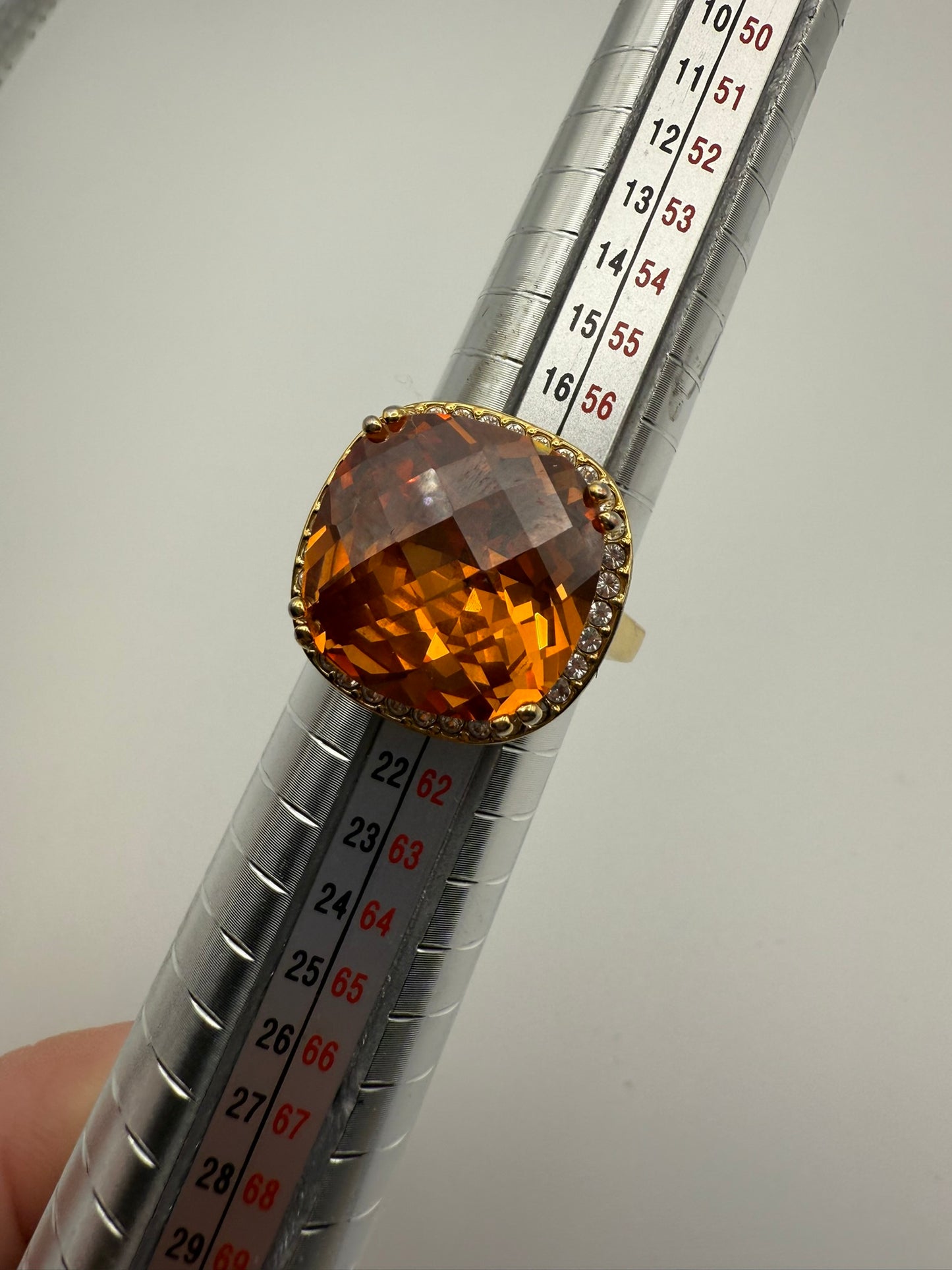 Vintage Amber Halo Crystal Ring 9