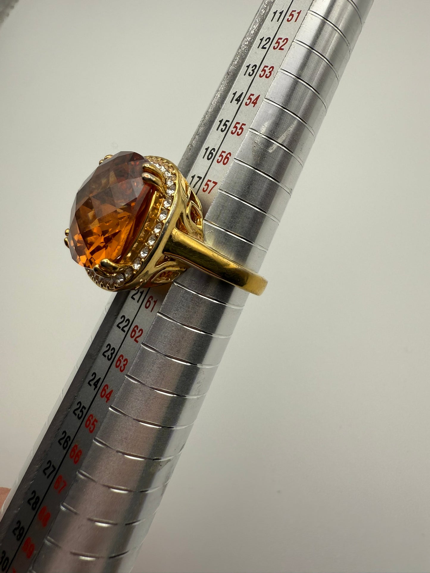 Vintage Amber Halo Crystal Ring 9