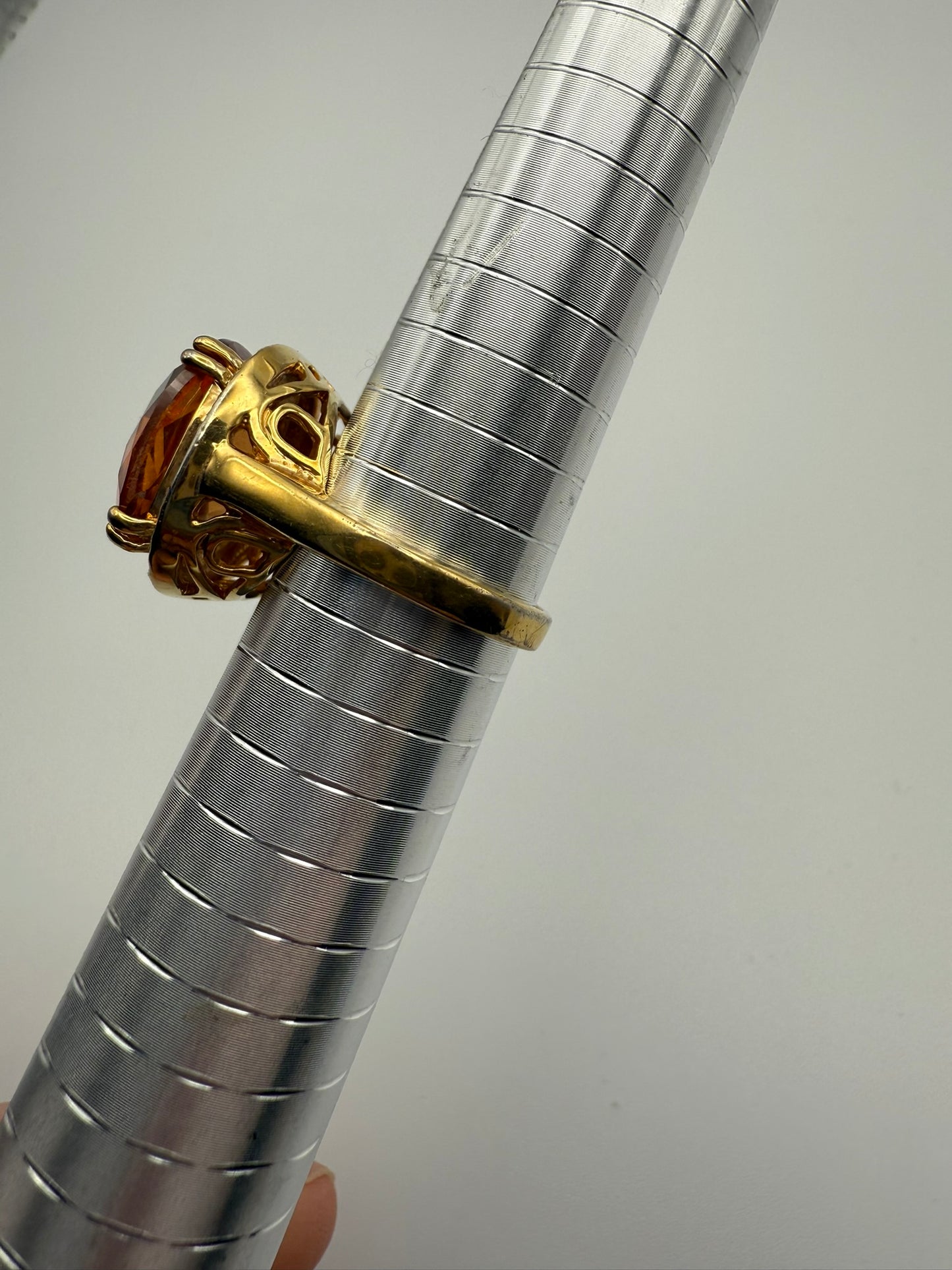 Vintage Amber Halo Crystal Ring 9