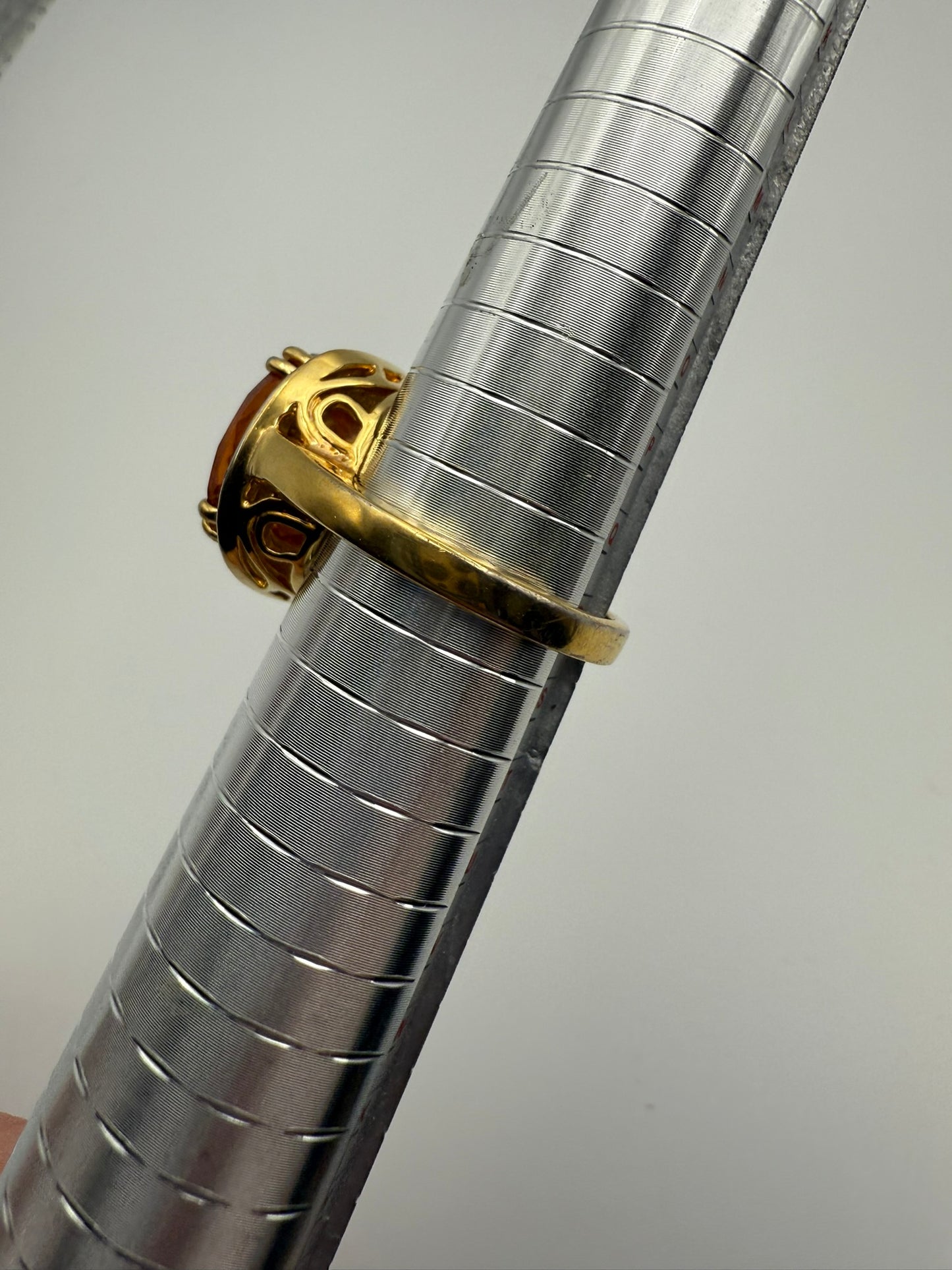 Vintage Amber Halo Crystal Ring 9