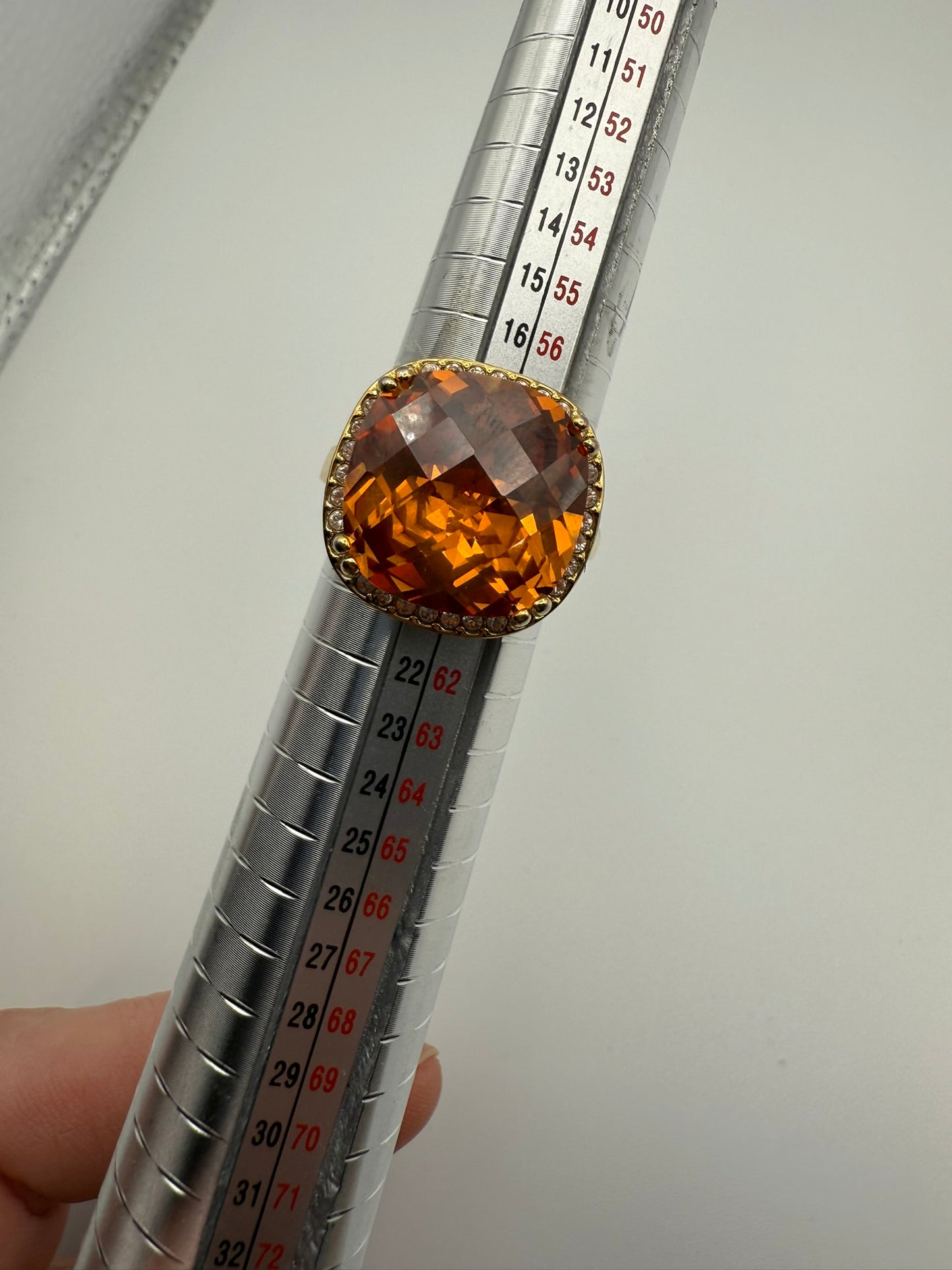 Vintage Amber Halo Crystal Ring 9