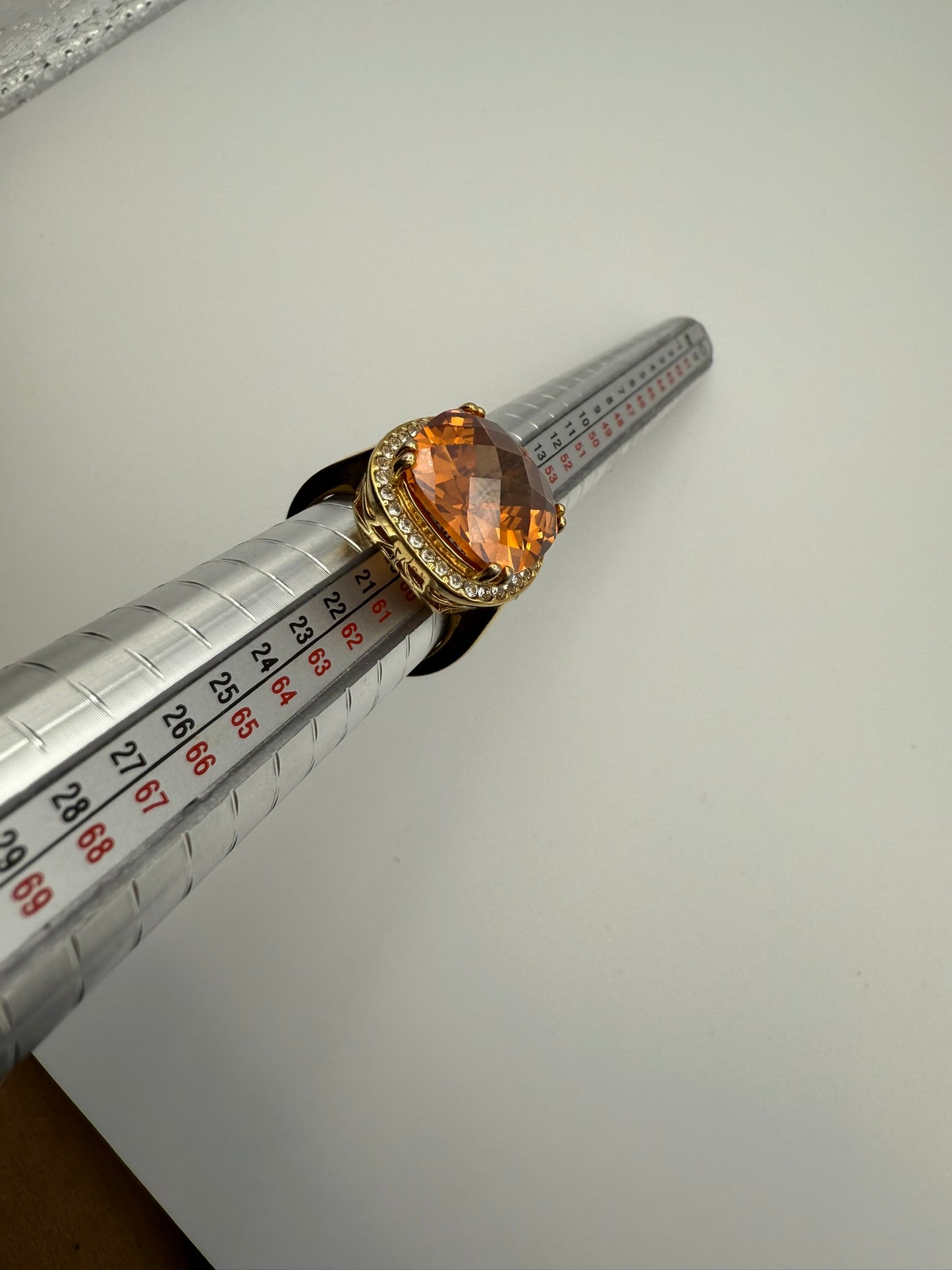 Vintage Amber Halo Crystal Ring 9