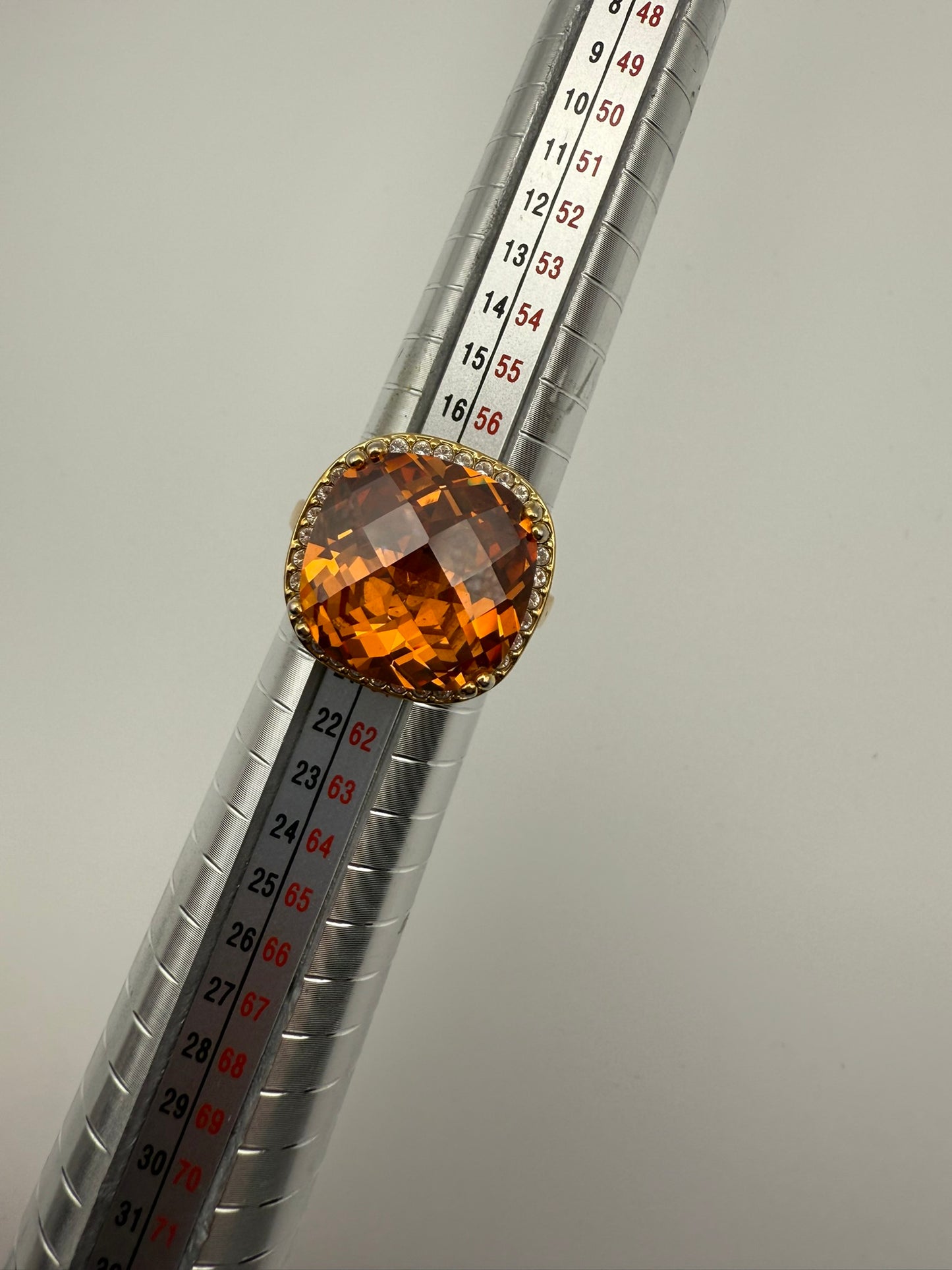 Vintage Amber Halo Crystal Ring 9