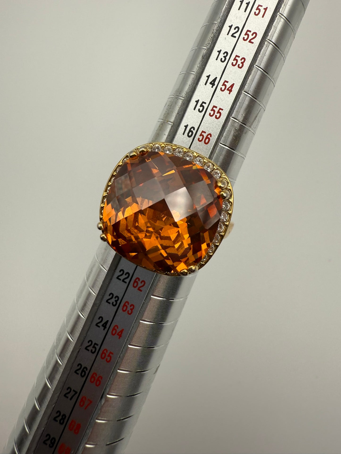 Vintage Amber Halo Crystal Ring 9