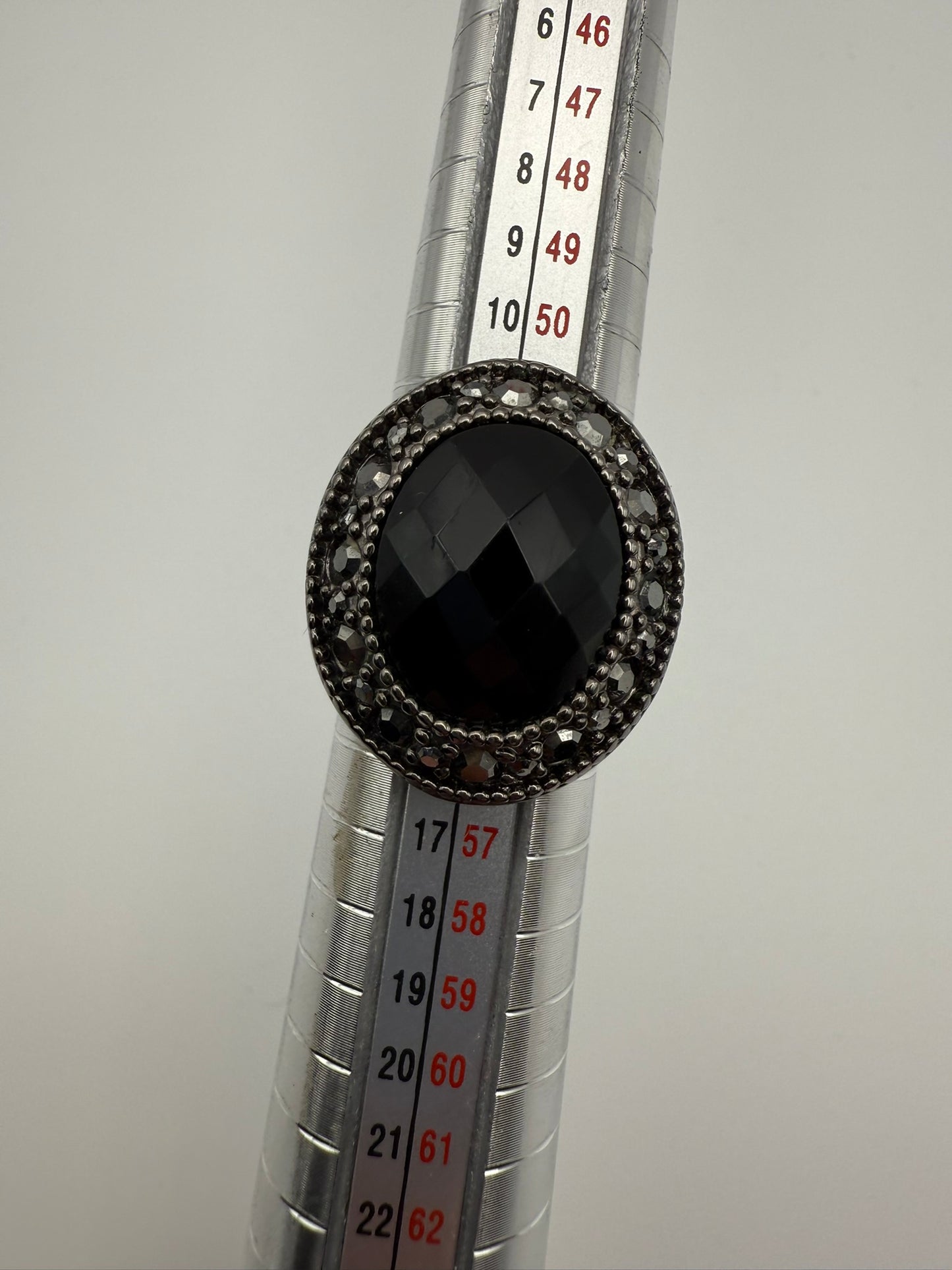 Vintage Midnight Noir Faceted Onyx Ring 7