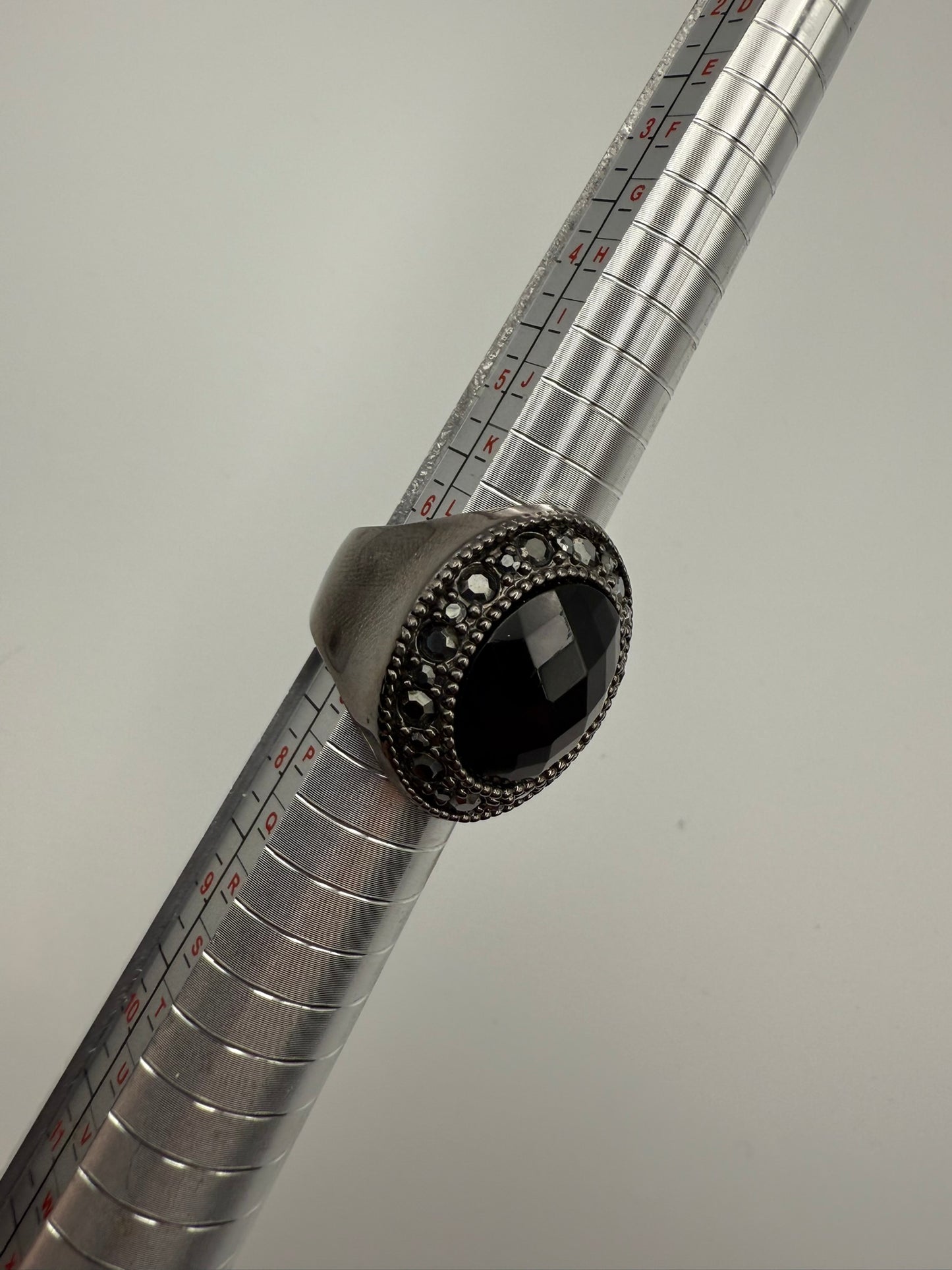 Vintage Midnight Noir Faceted Onyx Ring 7