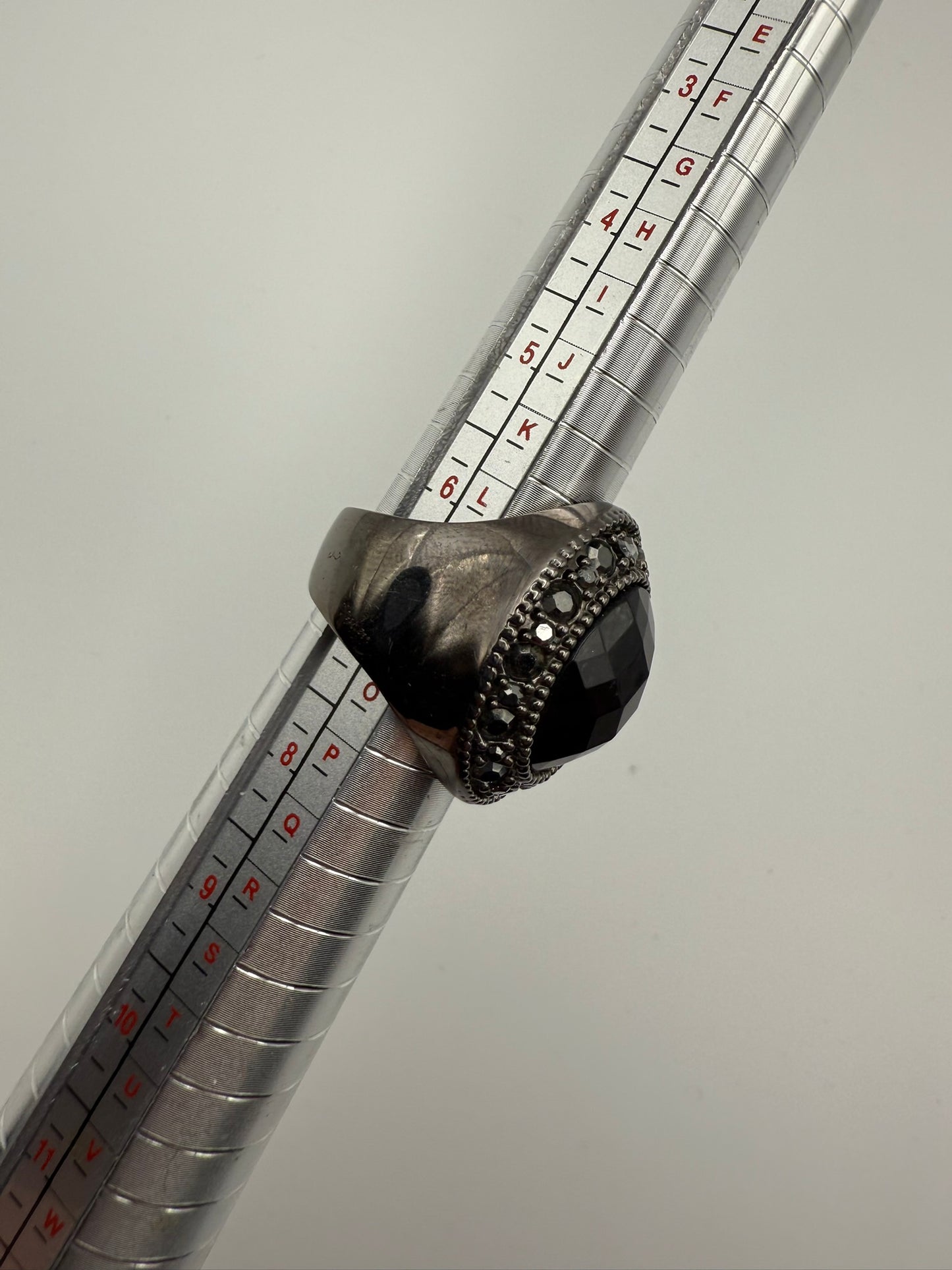 Vintage Midnight Noir Faceted Onyx Ring 7