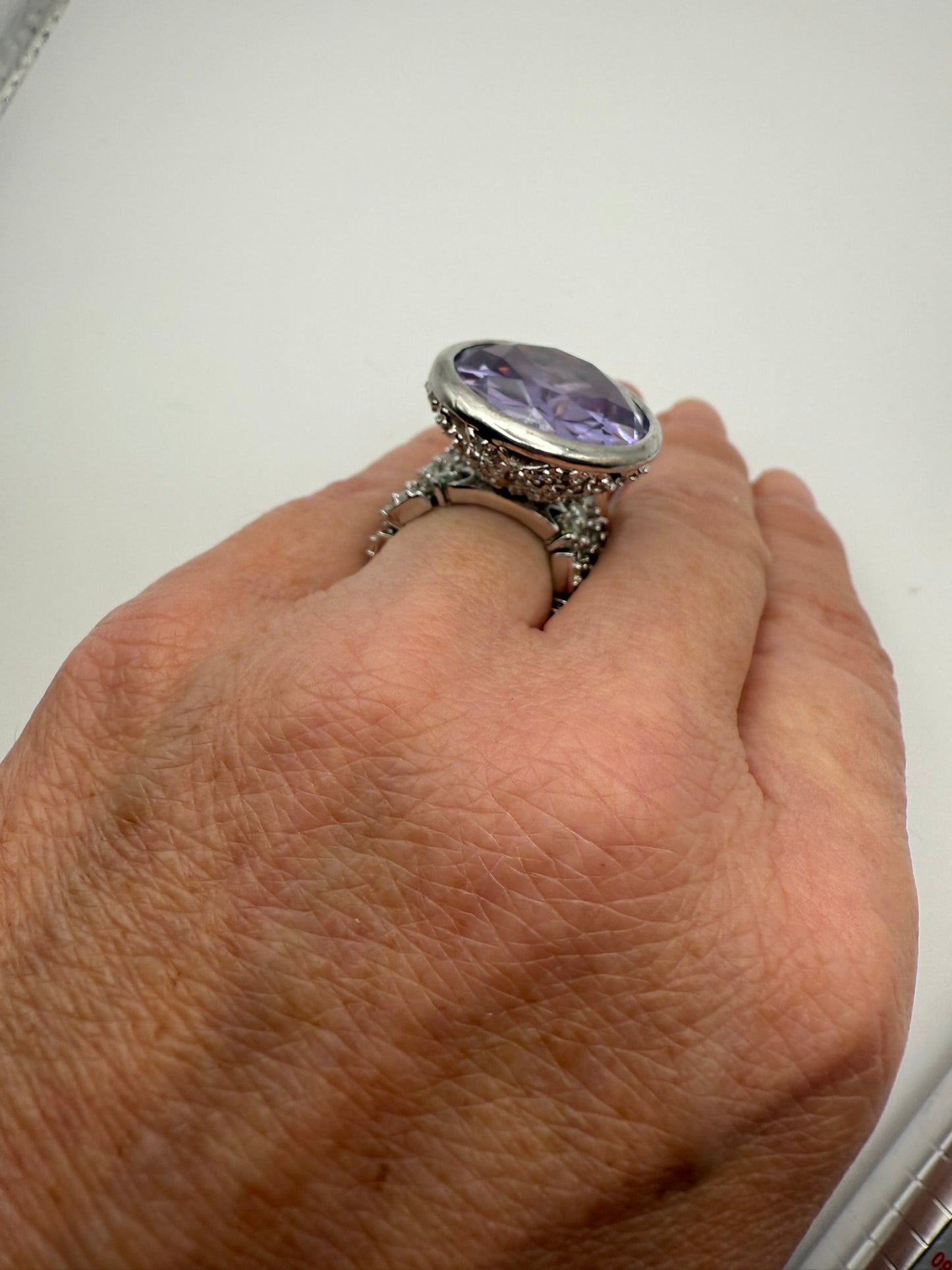 Vintage Lavender Crystal Cluster Ring 7.5