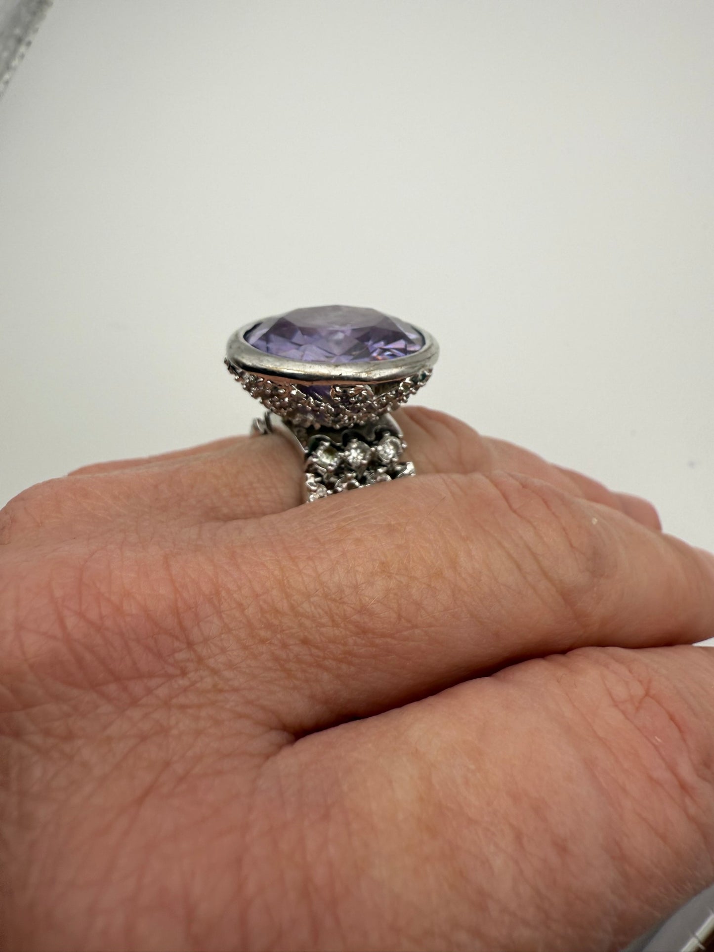 Vintage Lavender Crystal Cluster Ring 7.5