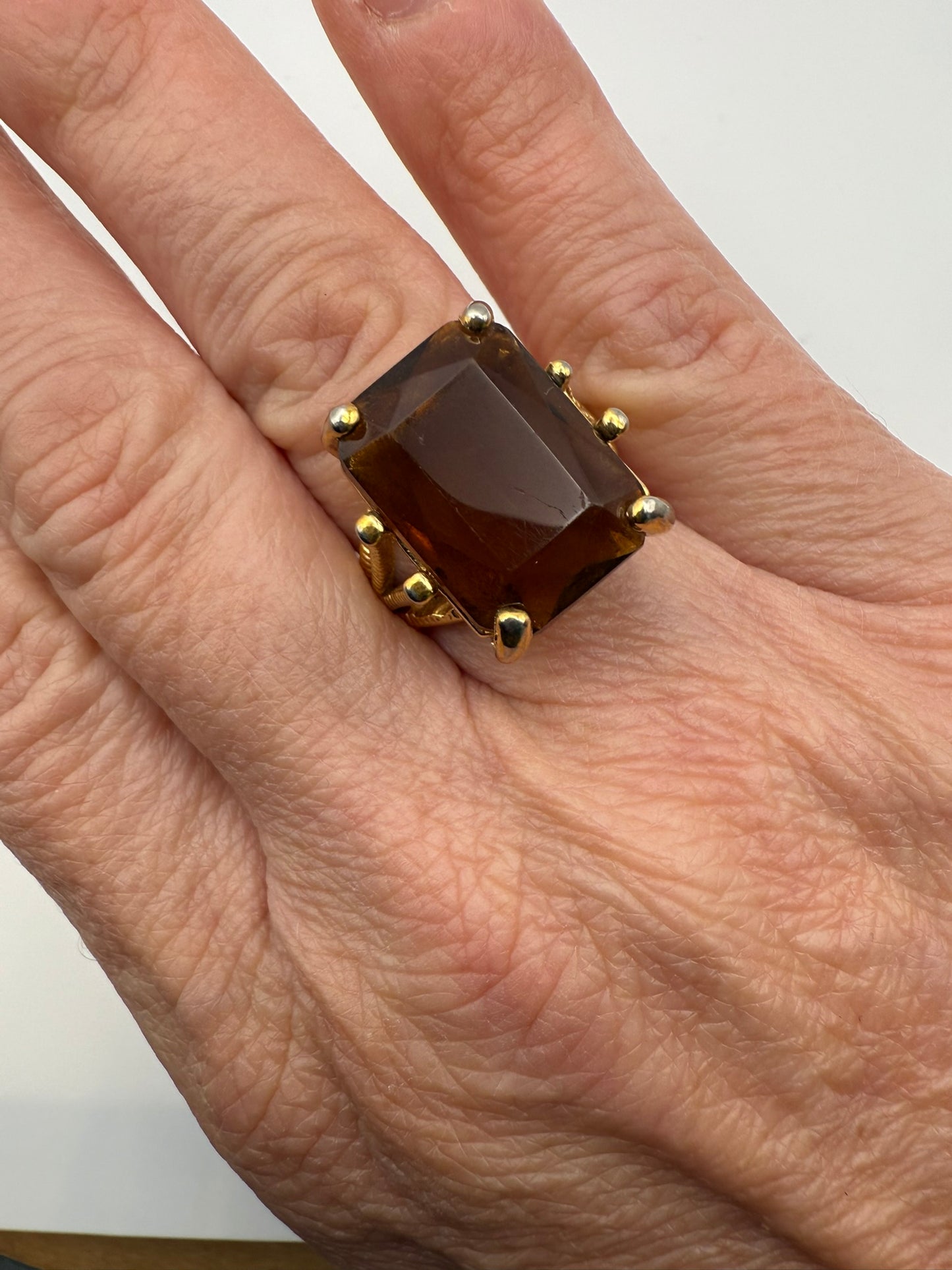 Vintage Golden Ember Rectangle Ring 8