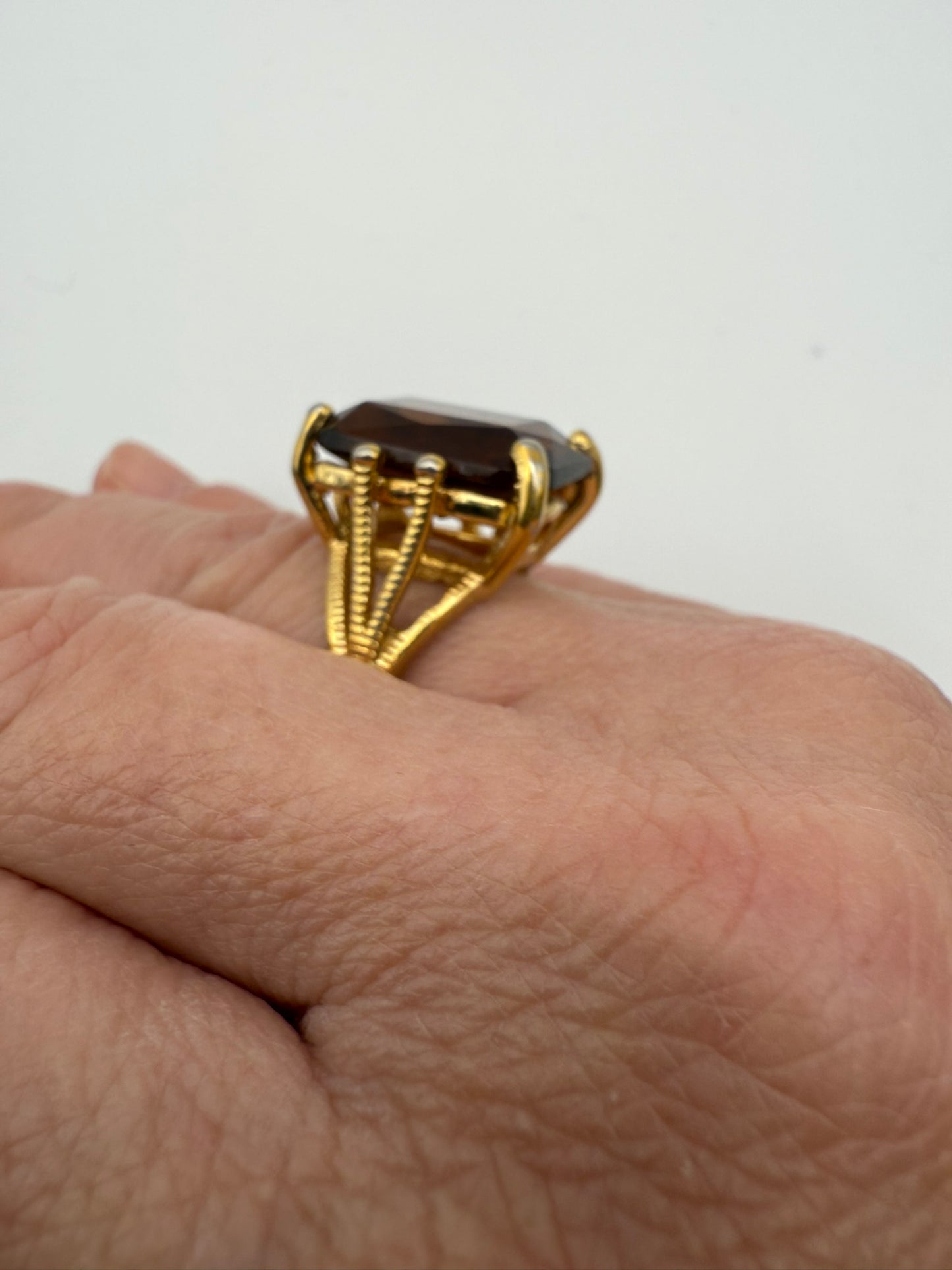 Vintage Golden Ember Rectangle Ring 8