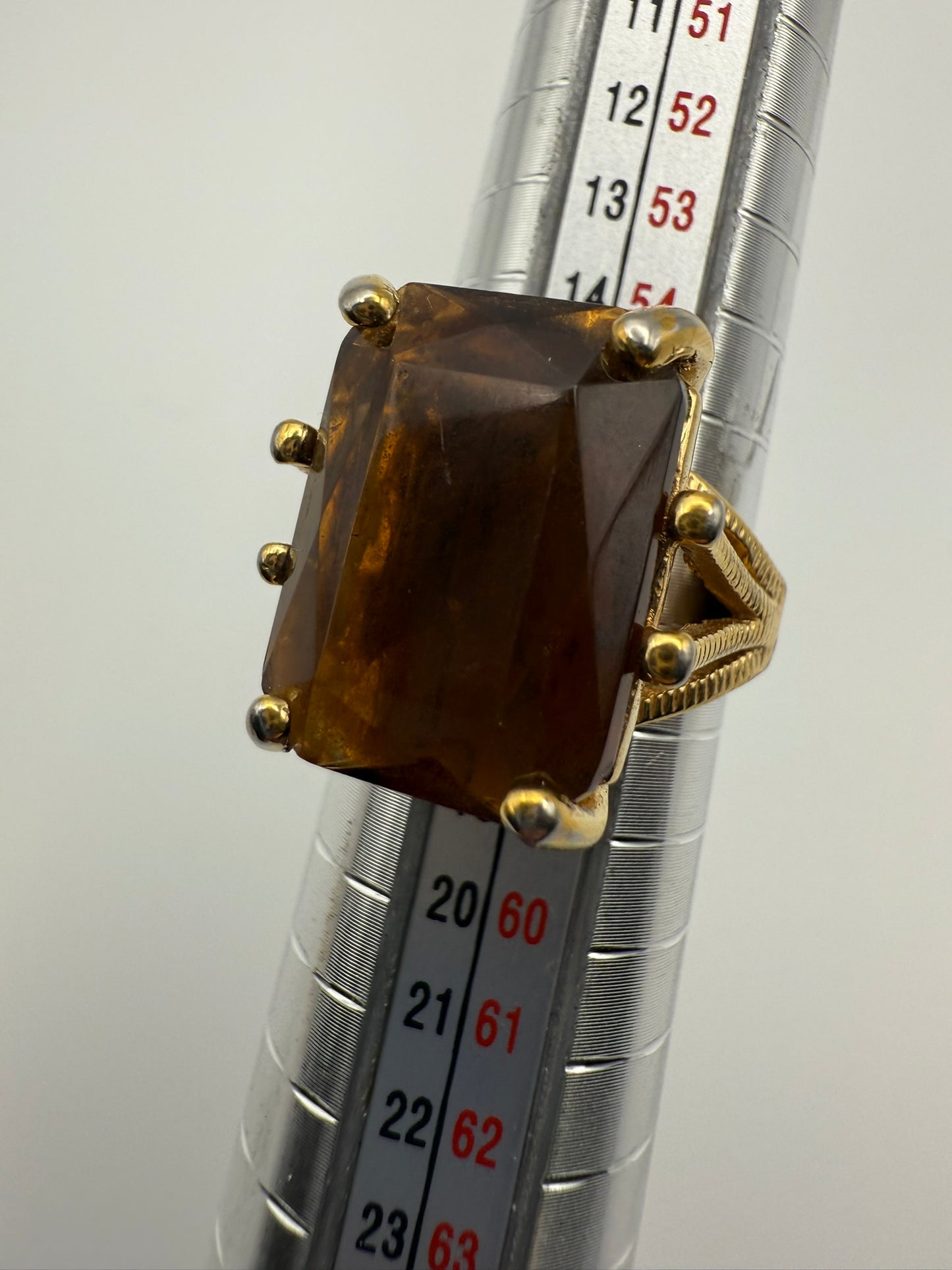 Vintage Golden Ember Rectangle Ring 8