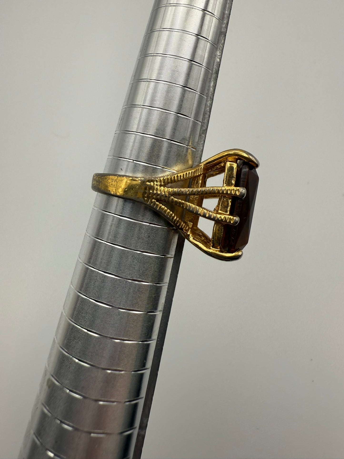 Vintage Golden Ember Rectangle Ring 8