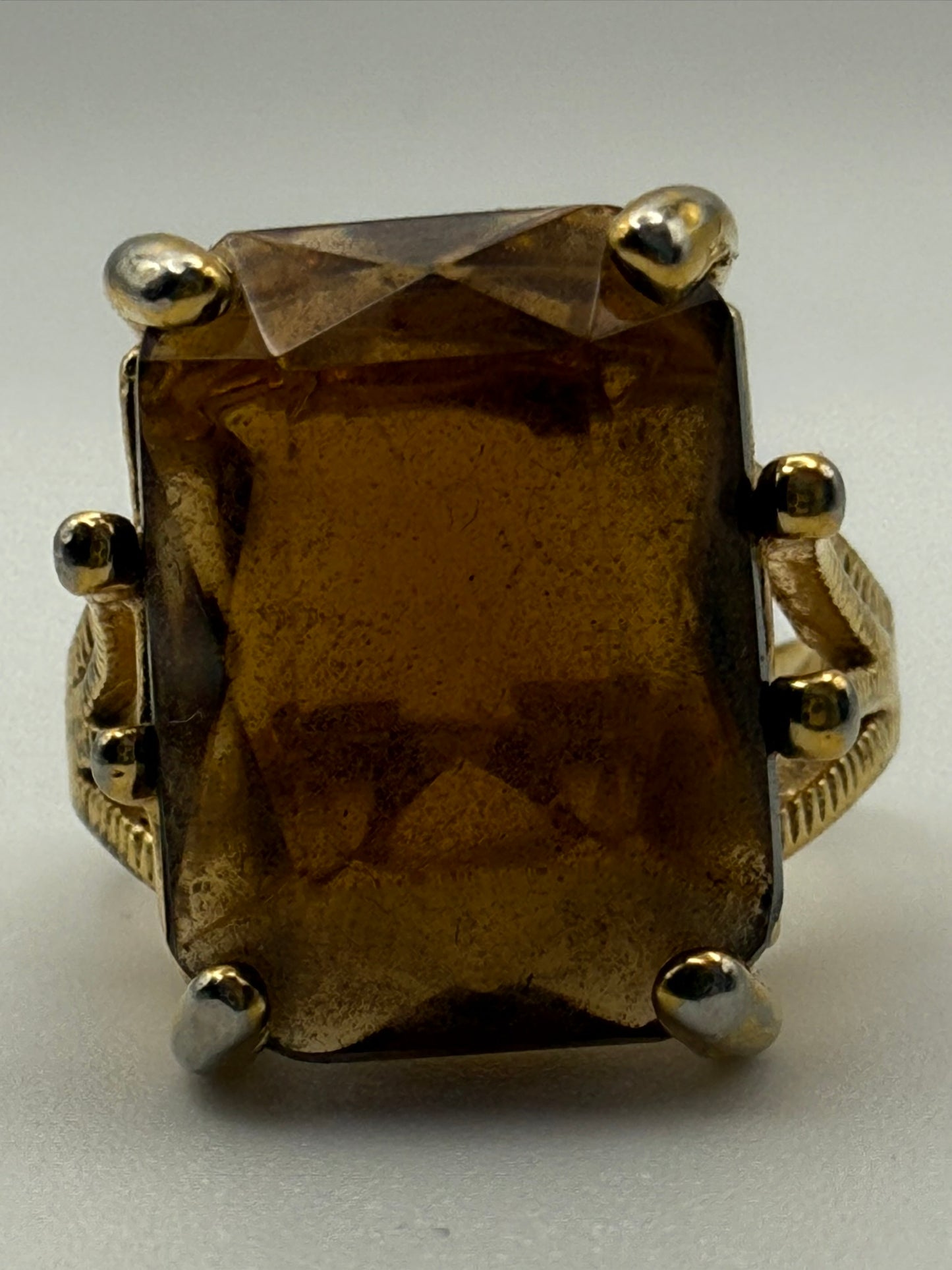 Vintage Golden Ember Rectangle Ring 8
