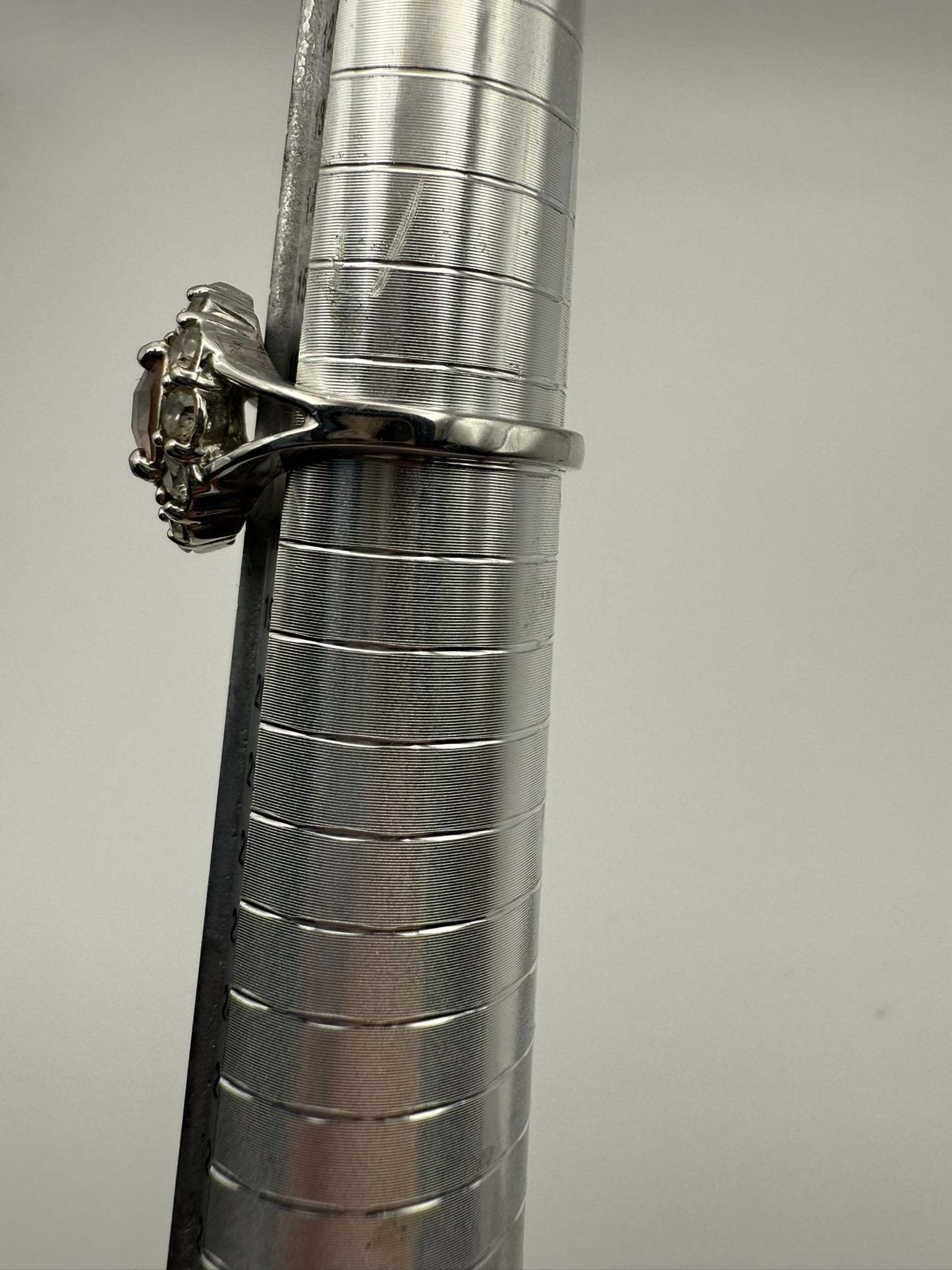 Vintage Pinky Peach Soft Halo Sterling Ring 8