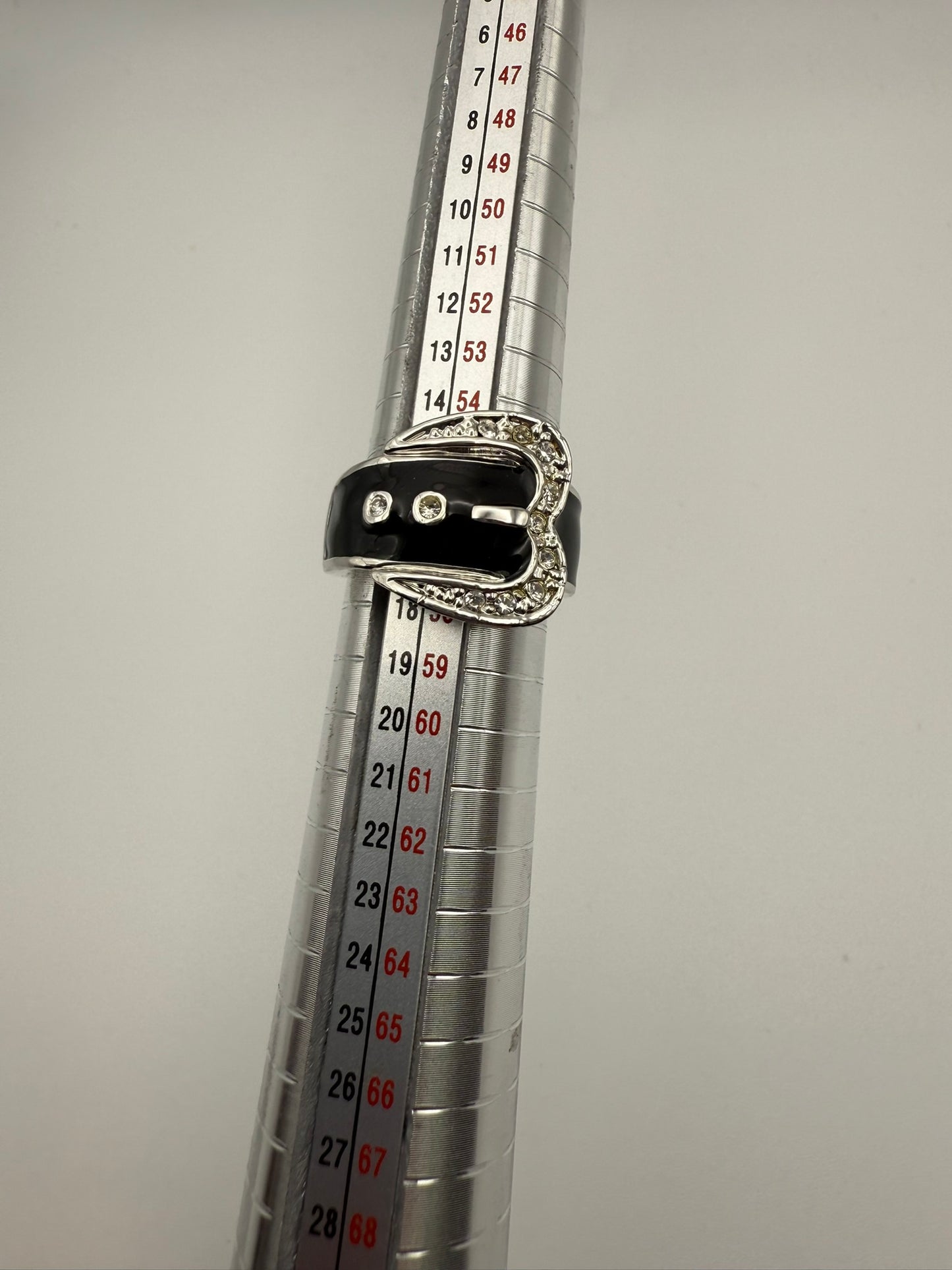 Vintage Camille Lucie Black Enamel Buckle Ring 7.75