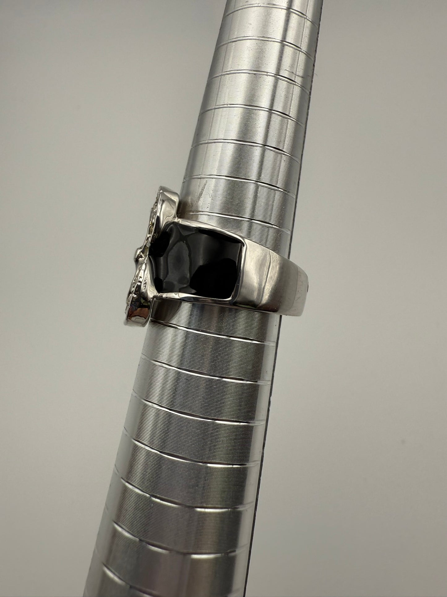 Vintage Camille Lucie Black Enamel Buckle Ring 7.75