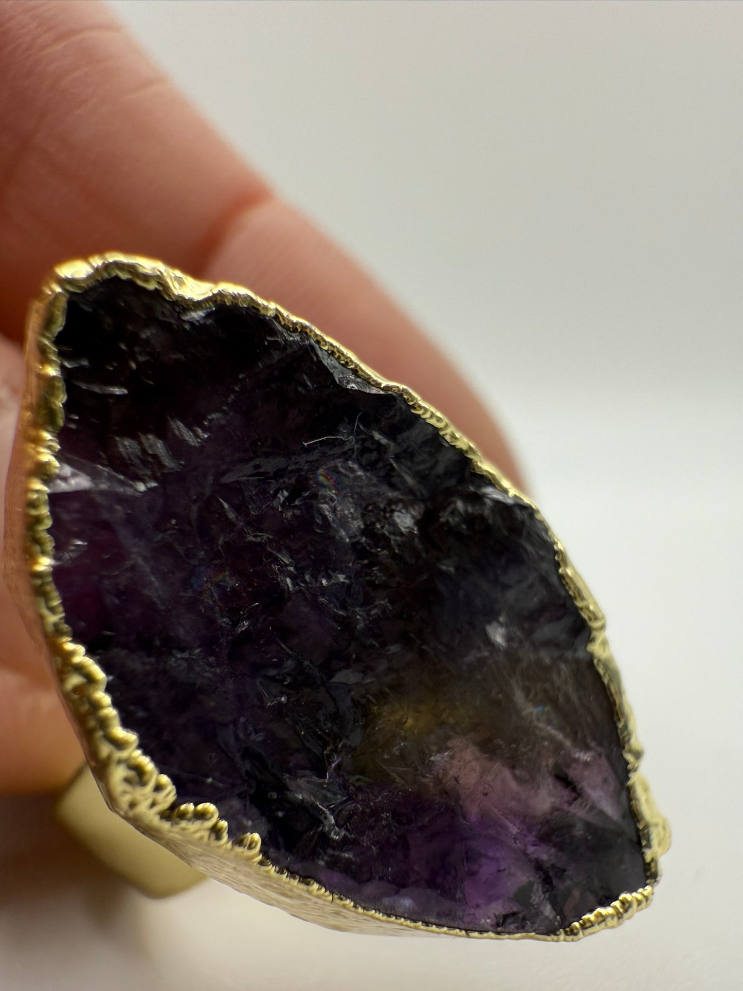 Vintage Raw Amethyst Statement Ring 7.5