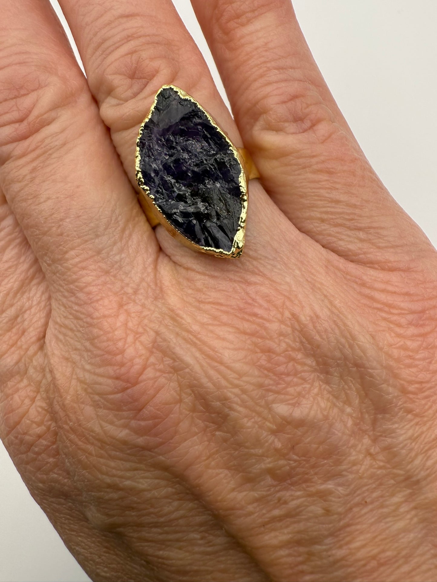 Vintage Raw Amethyst Statement Ring 7.5