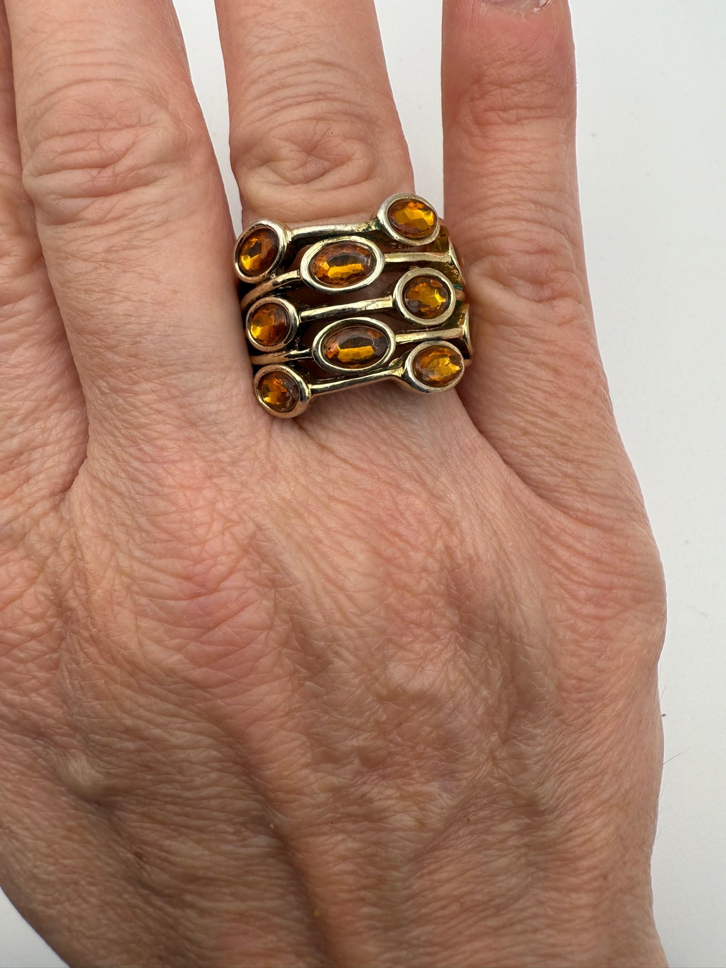 Vintage Avon Golden Ember Multi-Stone Ring 7.5-8