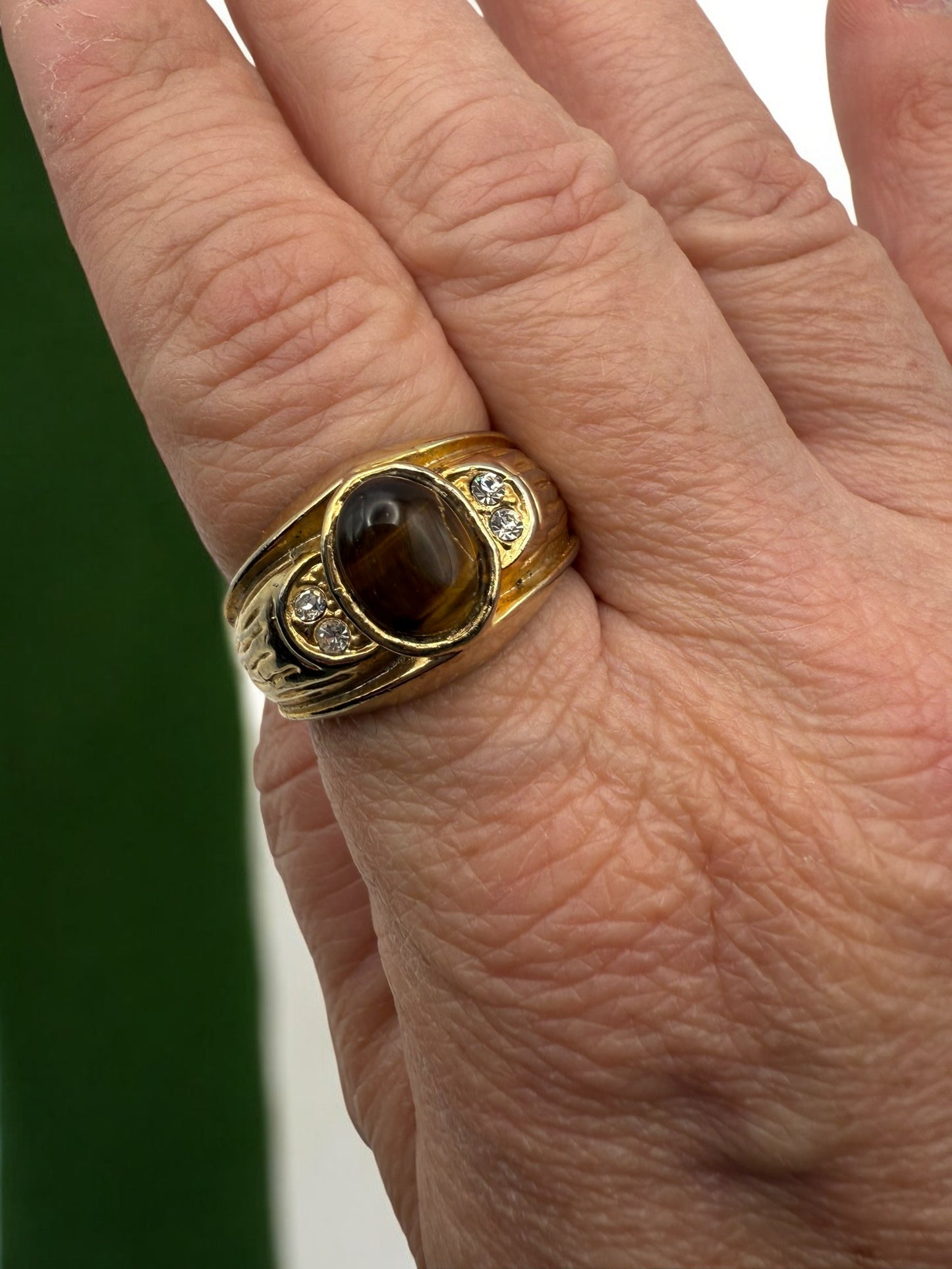 Vintage Golden Tiger’s Eye Statement Ring 9.5