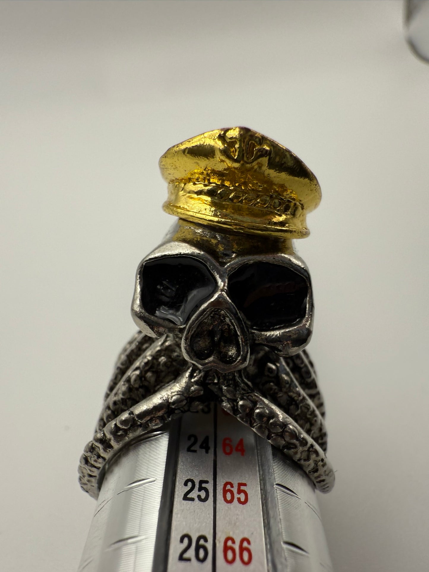 Vintage Gilded Rebellion Skull Ring 10