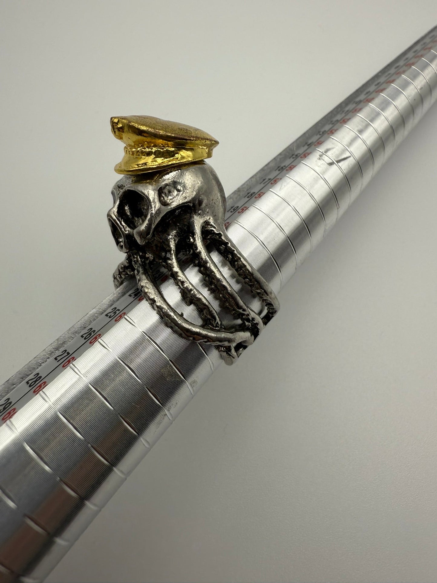 Vintage Gilded Rebellion Skull Ring 10