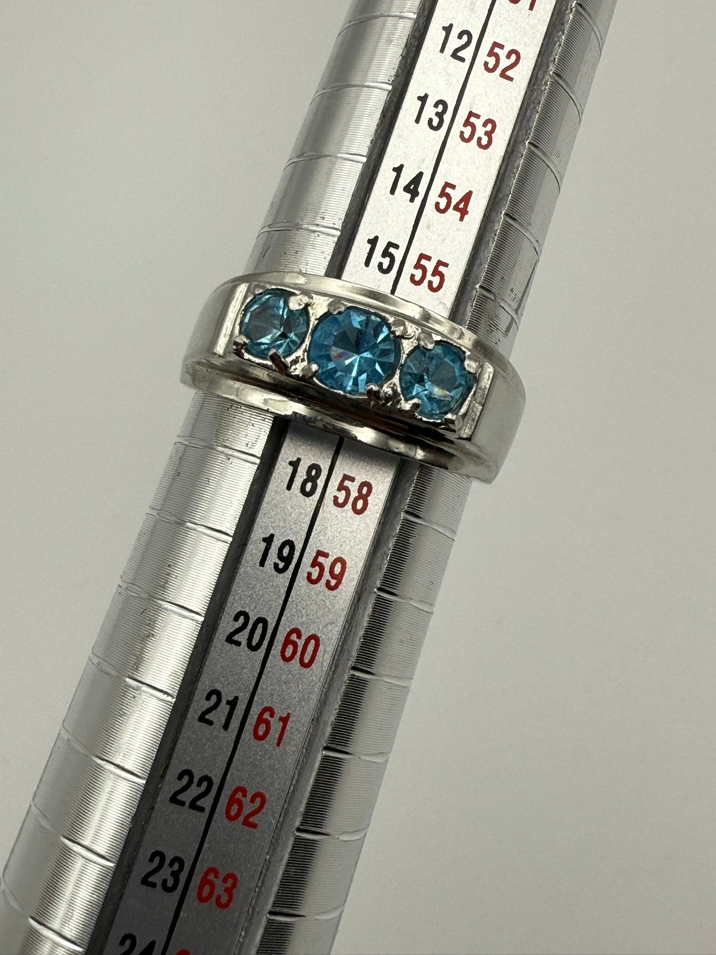 Vintage Blue Crystal Channel Band Ring 7.75