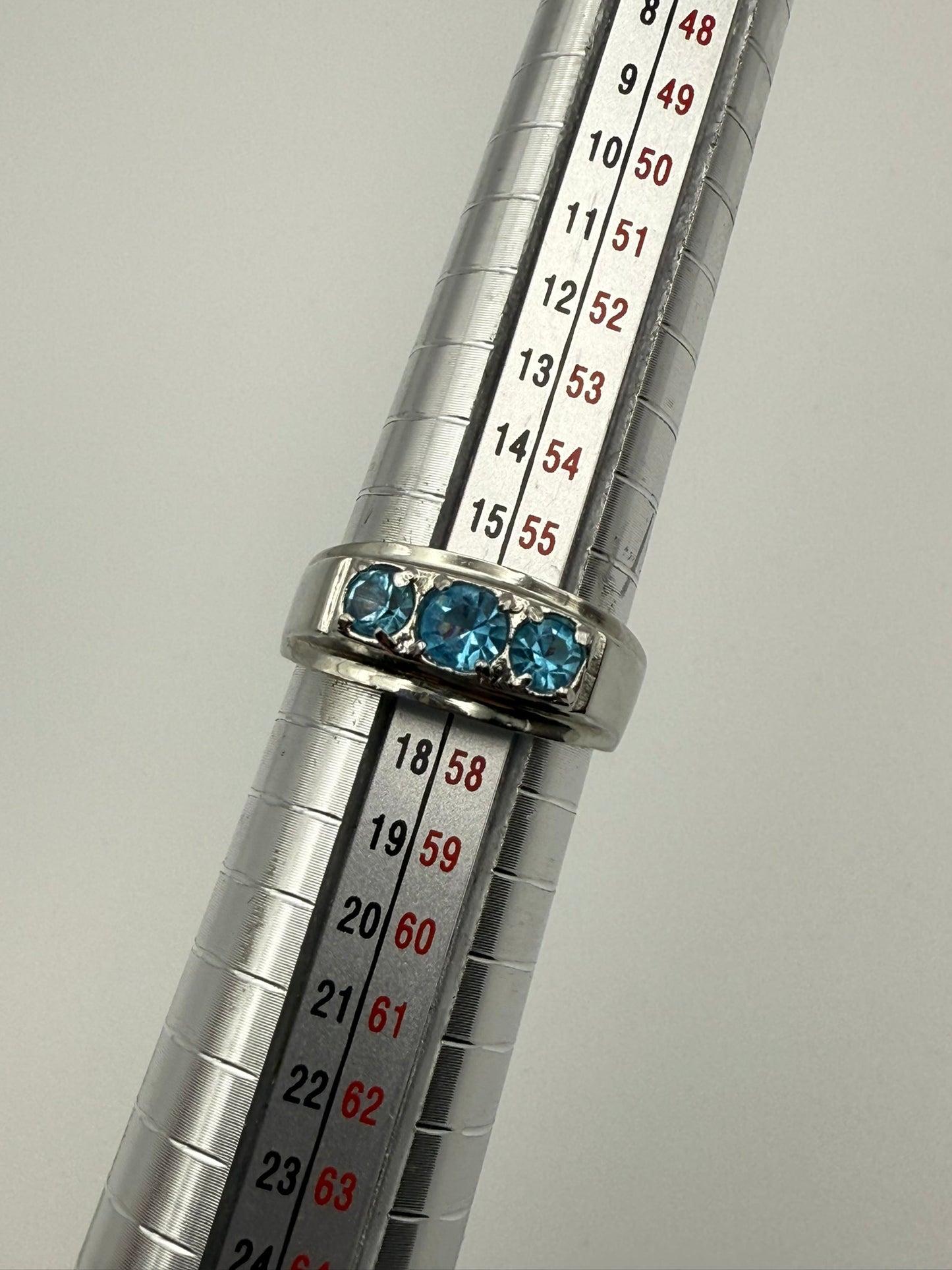 Vintage Blue Crystal Channel Band Ring 7.75