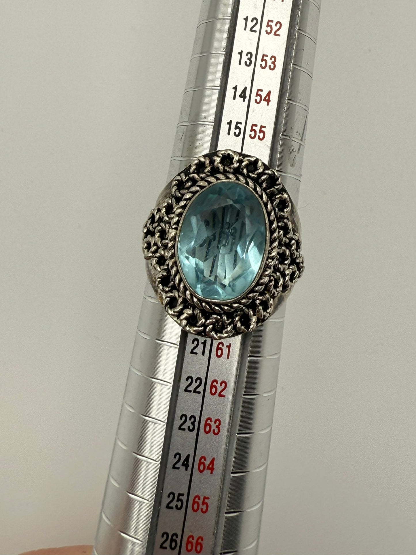 Vintage Ice Blue Rope Halo Ring 8.5