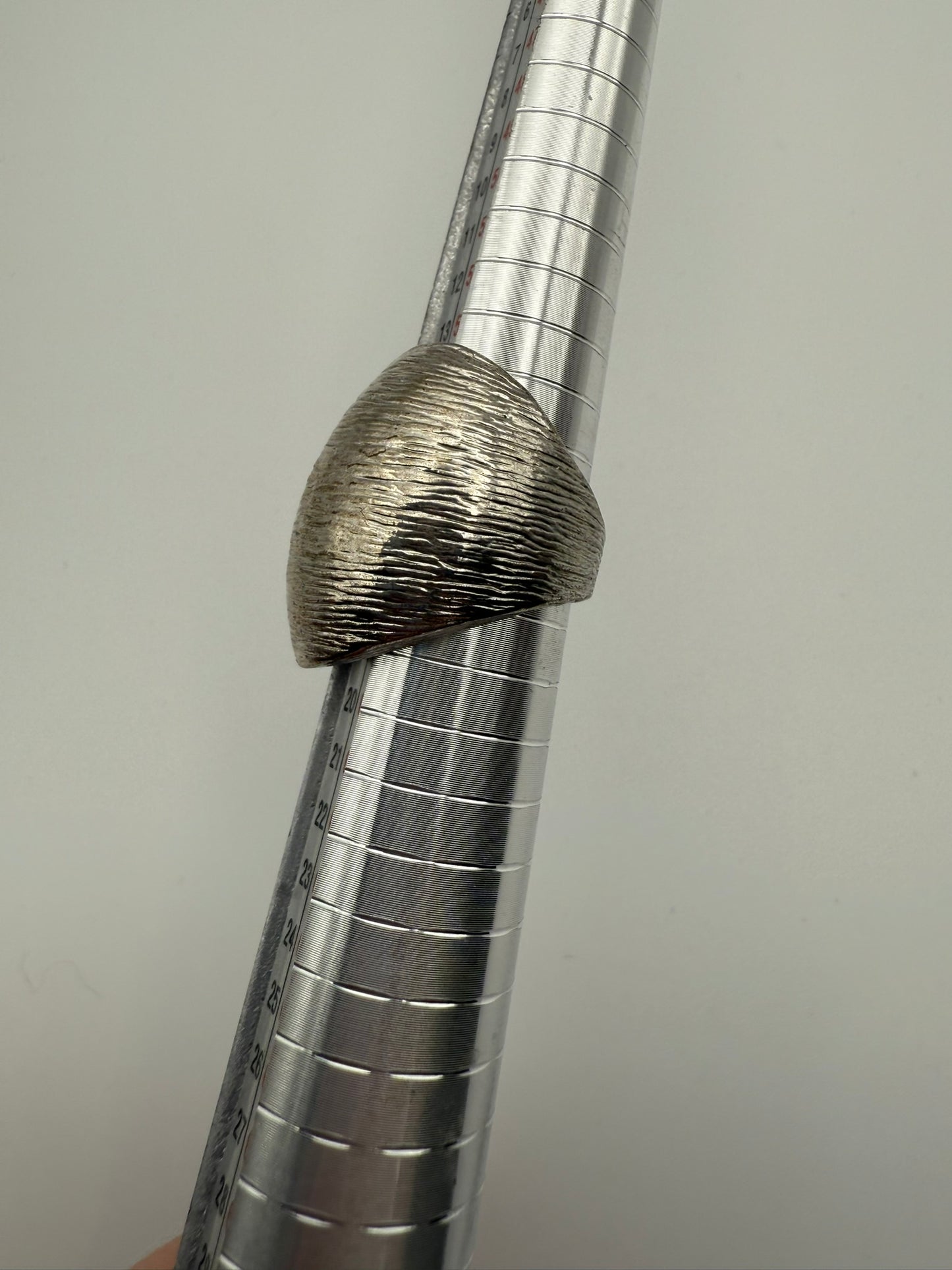 Vintage Silver-Tone Textured Dome Ring 8