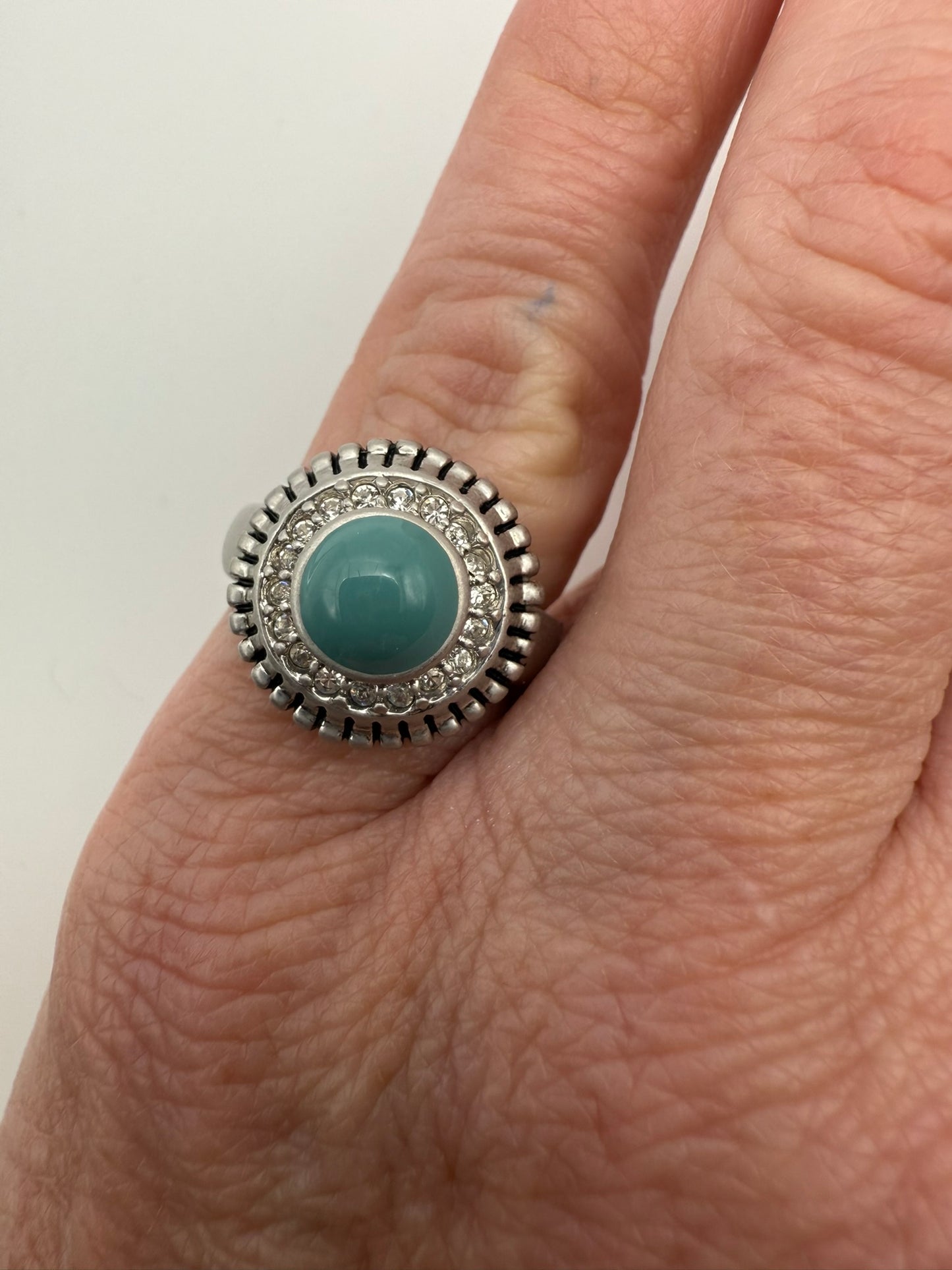Vintage Aqua Halo Cabochon Ring 6