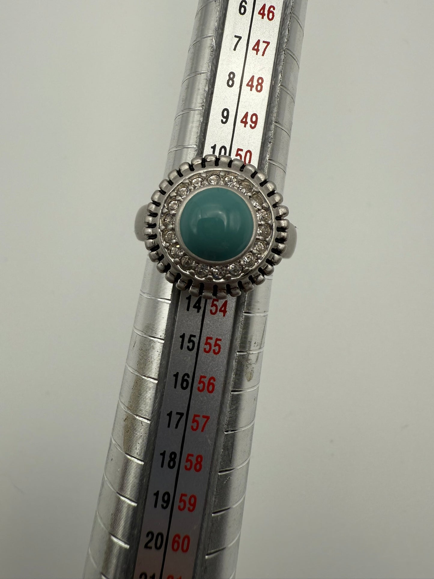 Vintage Aqua Halo Cabochon Ring 6