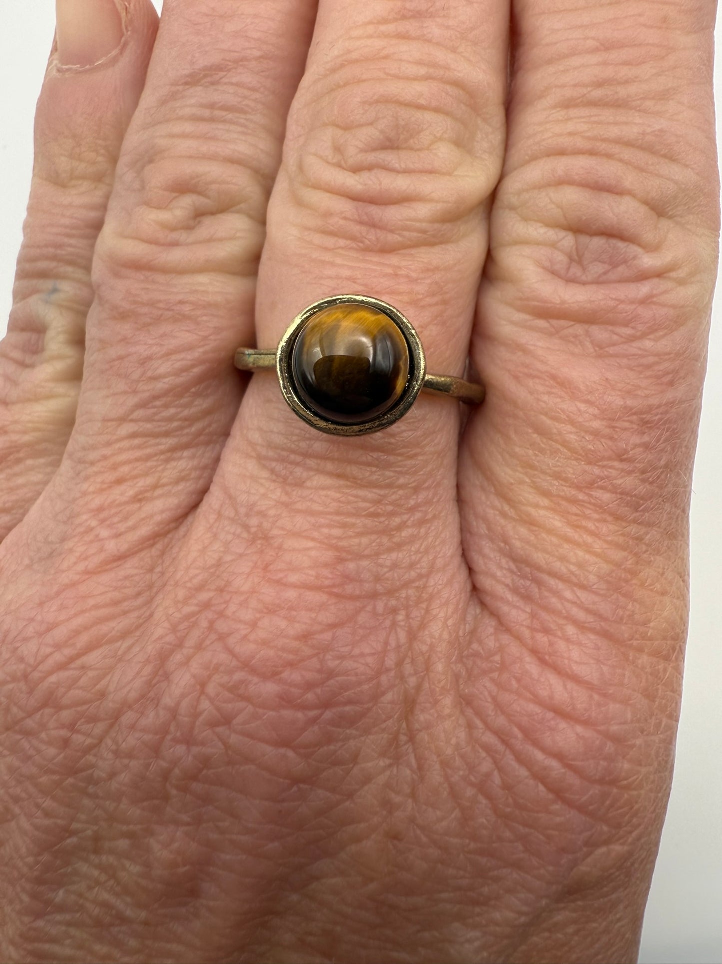 Vintage Golden Tiger’s Eye Cabochon Ring 8