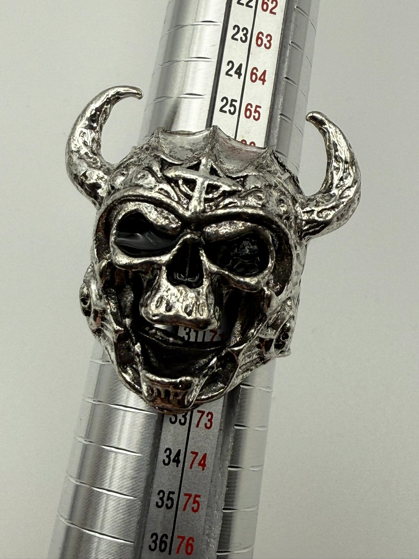 Vintage Infernal Horned Skull Ring 13