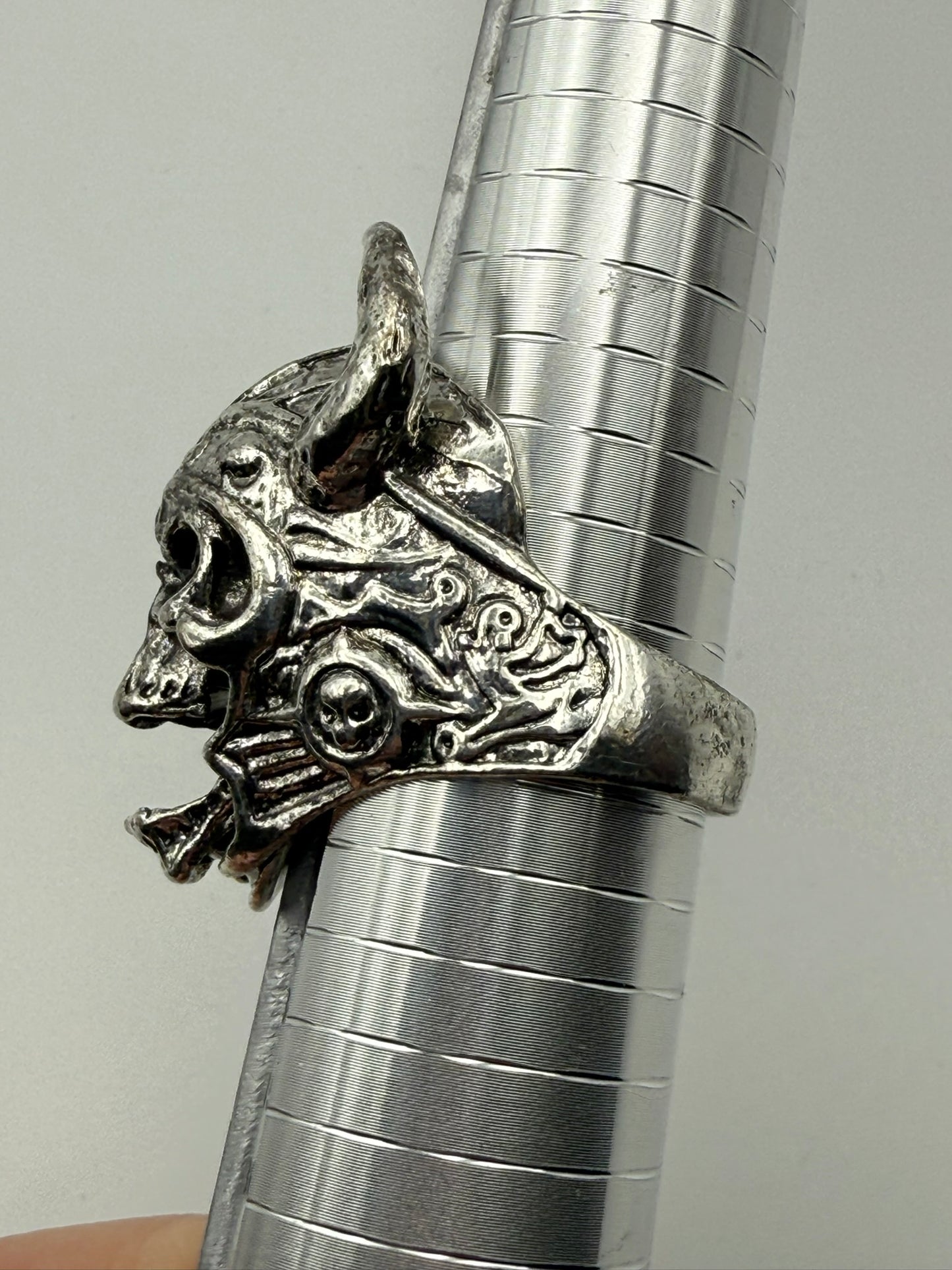 Vintage Infernal Horned Skull Ring 13