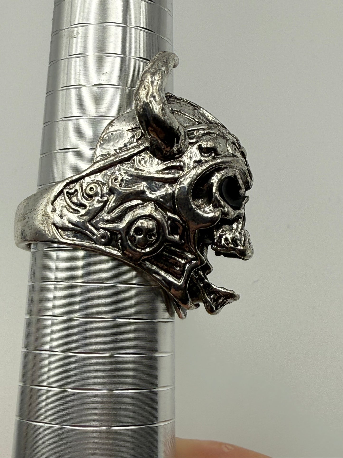 Vintage Infernal Horned Skull Ring 13