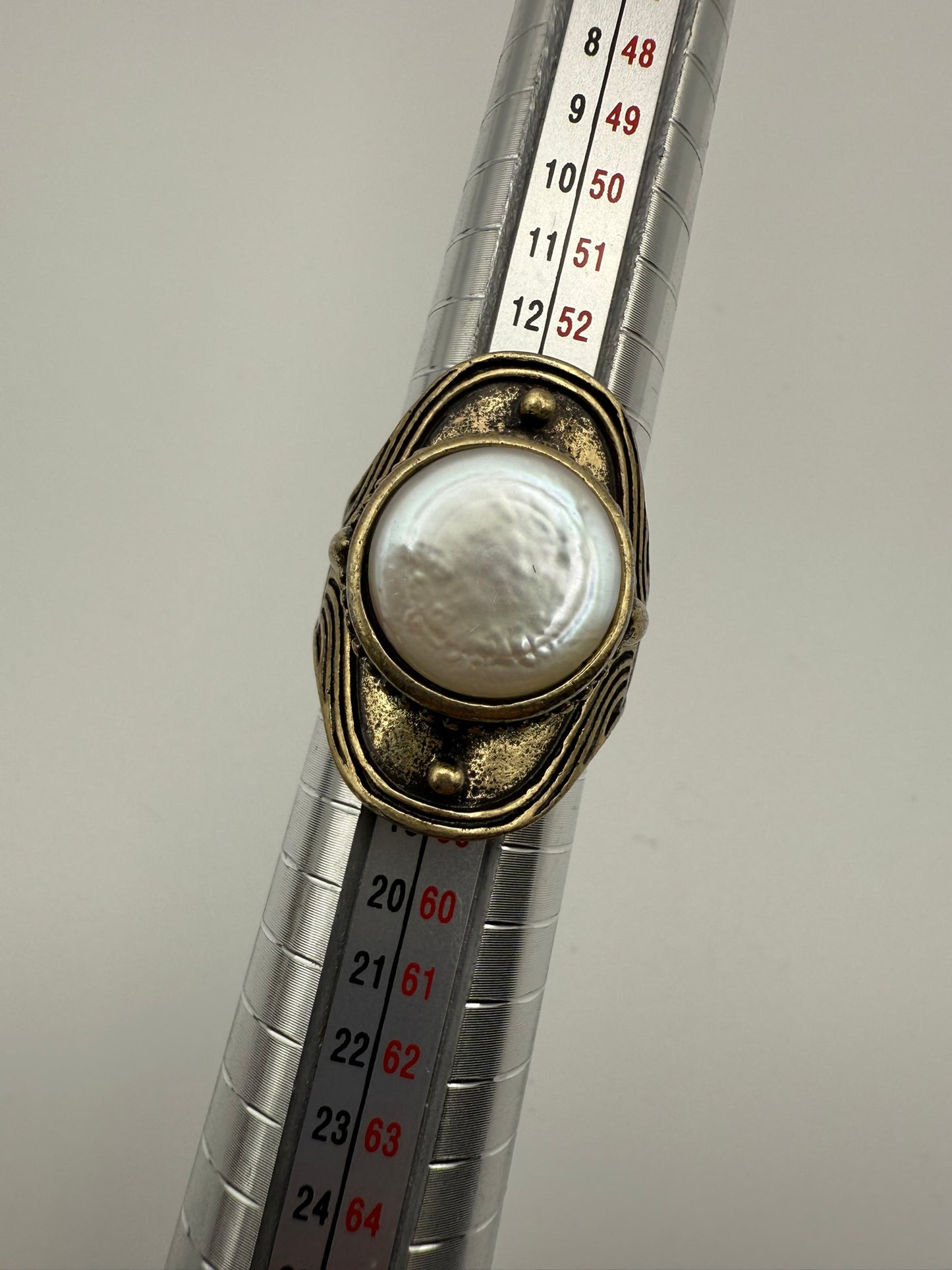 Vintage Lucky Brand Moonlit Pearl Medallion Ring 7.5