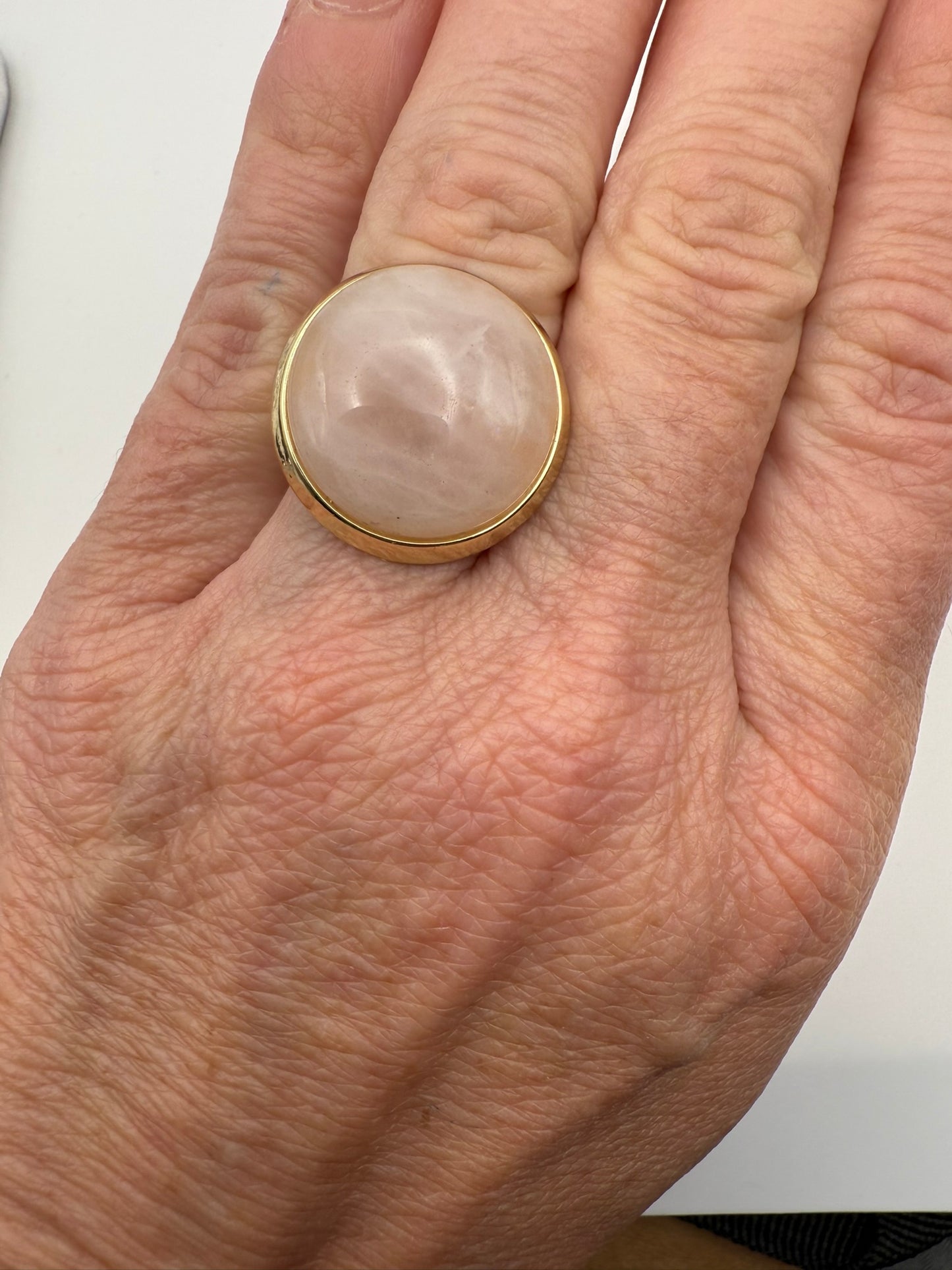 Vintage Soft Blush Quartz Dome Ring 7.5