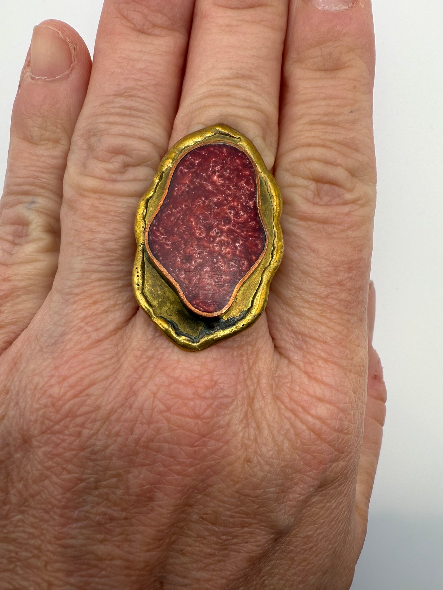 Vintage Molten Ember Statement Ring 8.5-9 ADJ