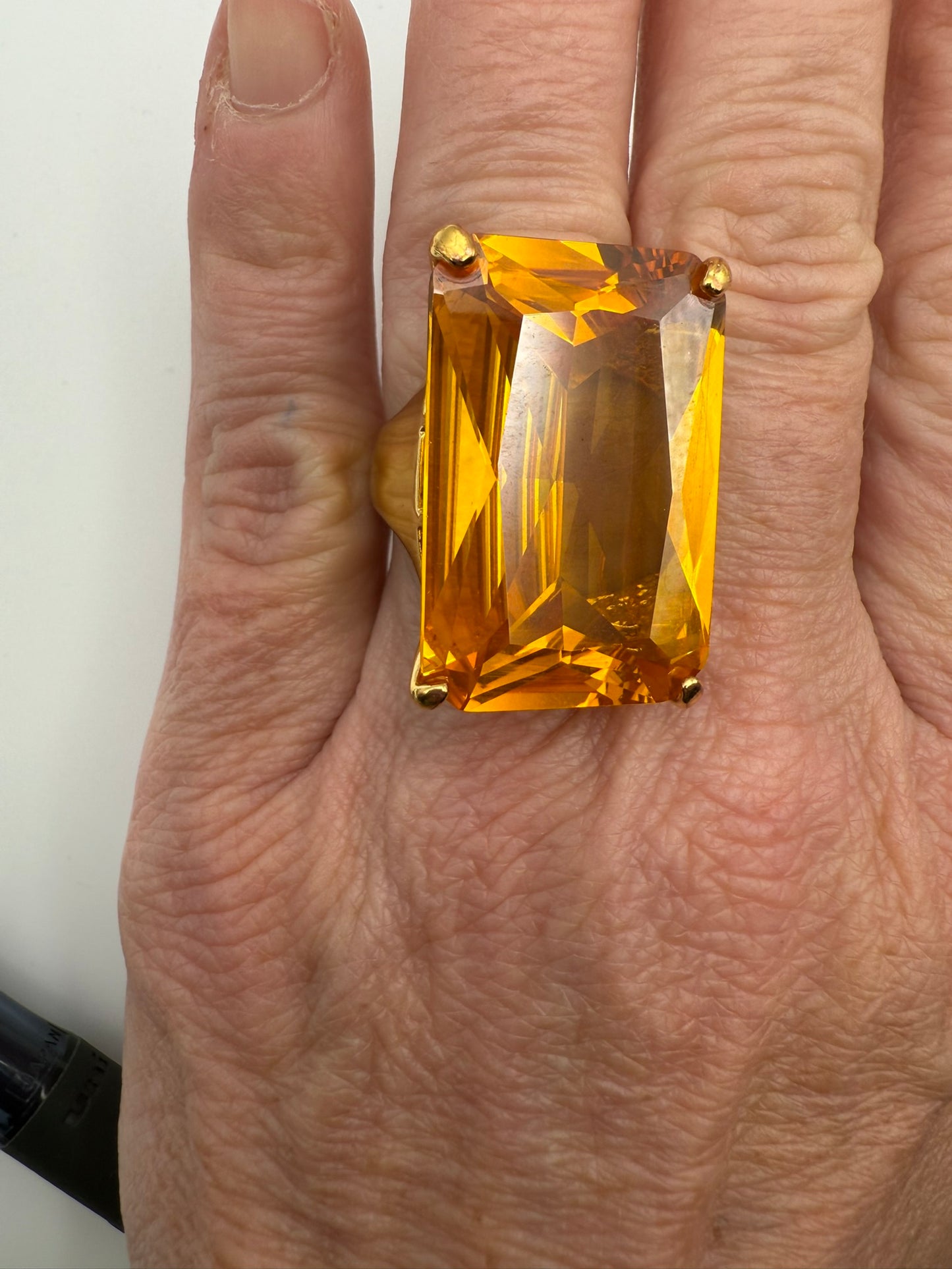 Vintage Golden Hour Citrine Emerald-Cut Statement Ring 8